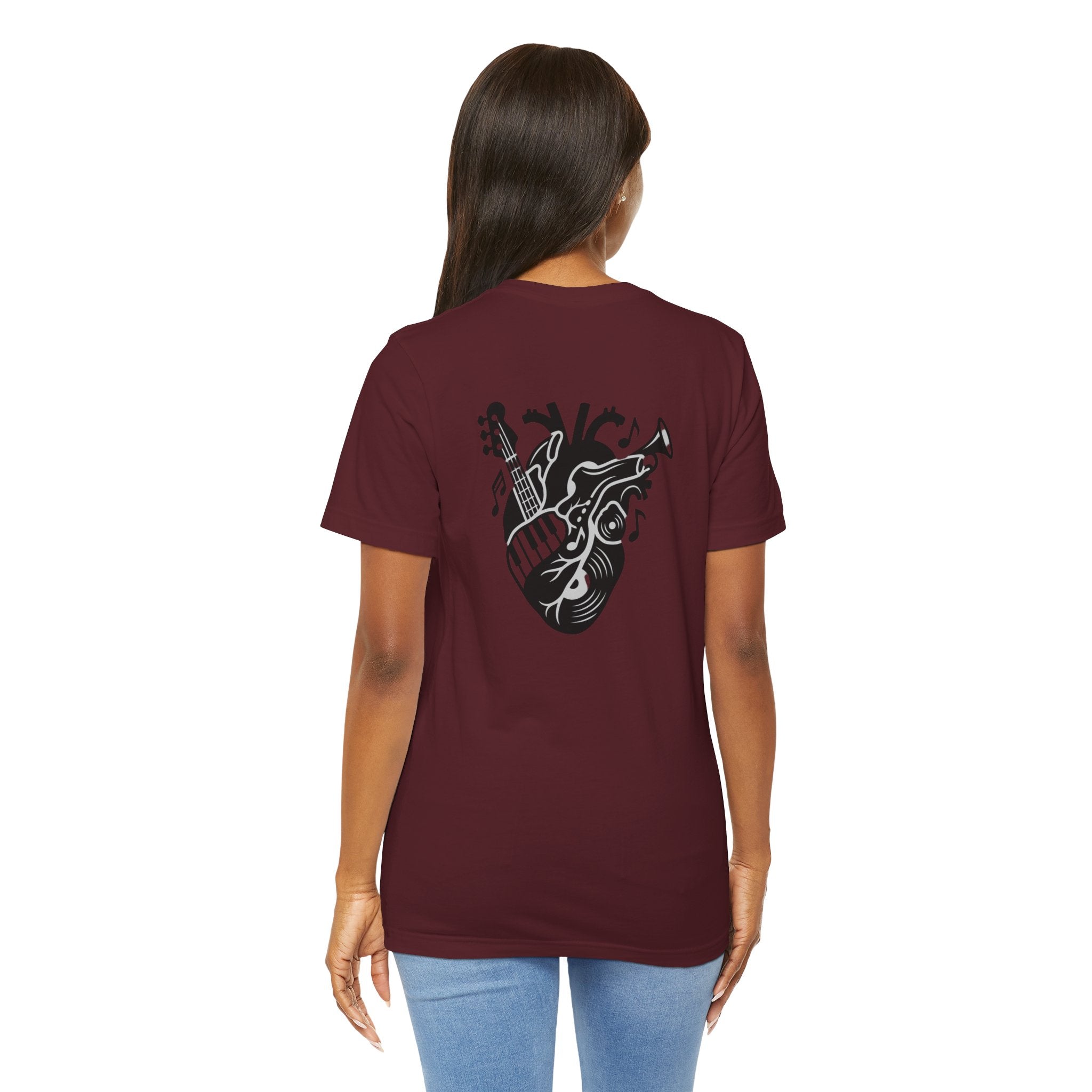 Music Heart Graphic Tee — Anatomical Heart with Instruments T-Shirt