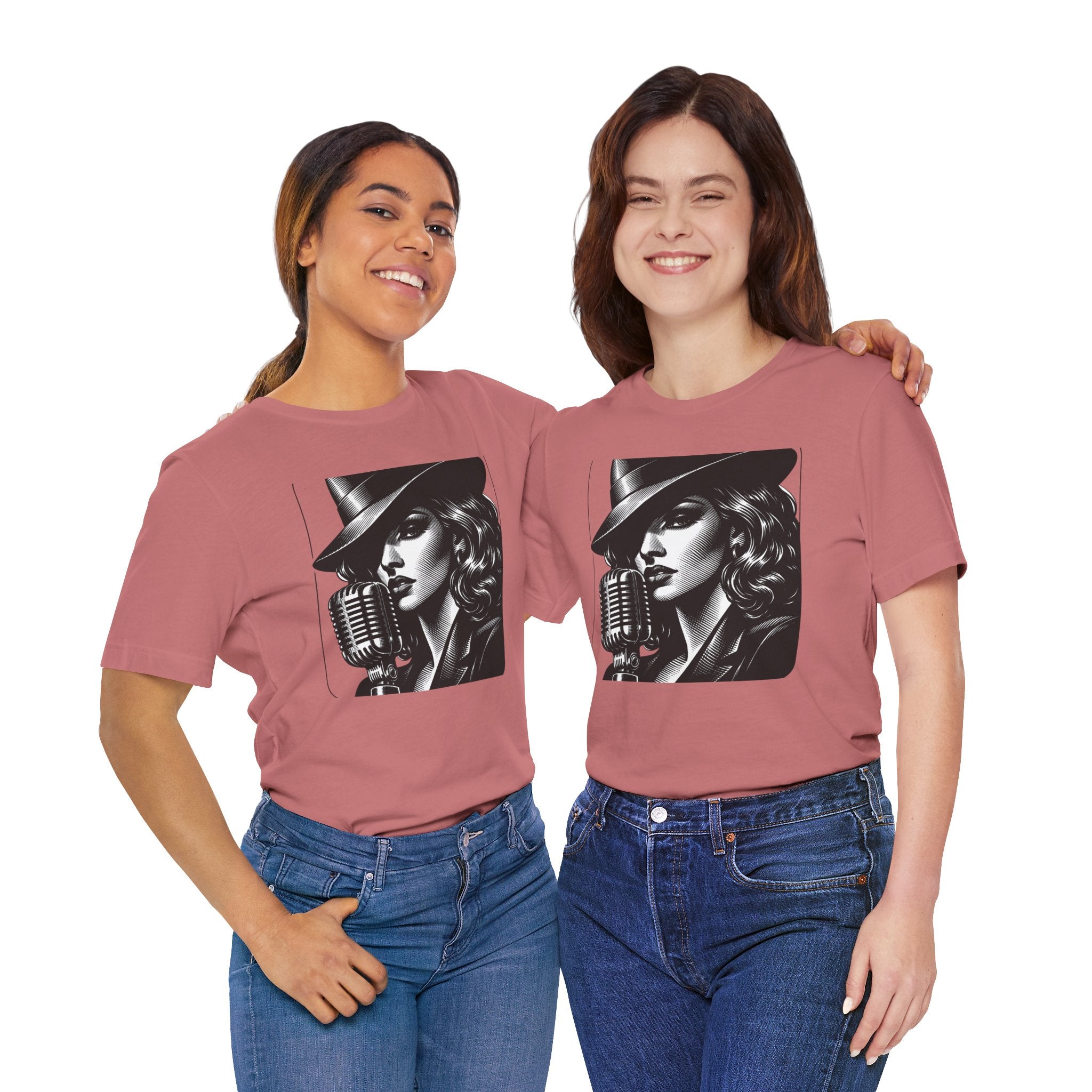 Vintage Jazz Singer T‑Shirt — Retro Microphone Noir Tee