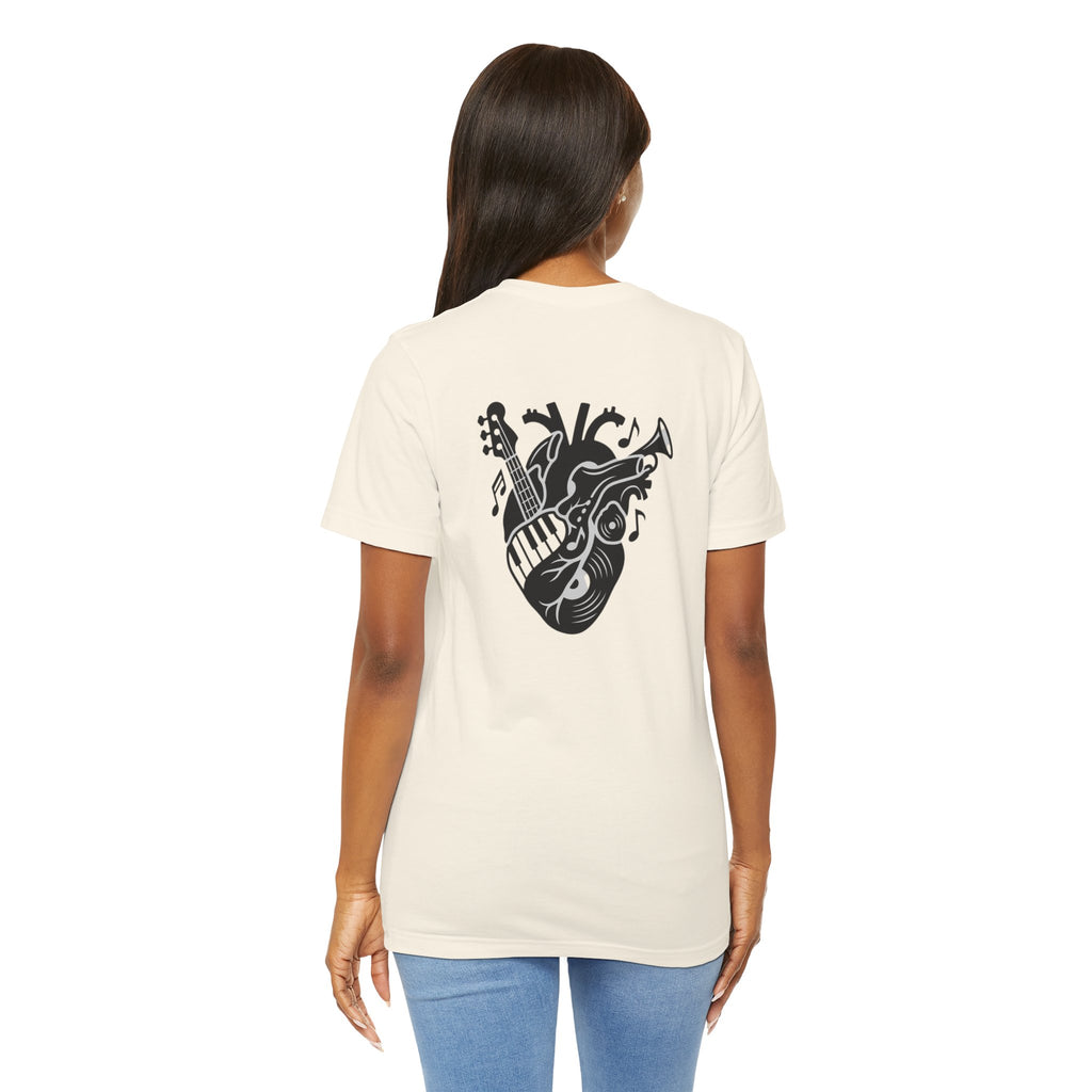 Music Heart Graphic Tee — Anatomical Heart with Instruments T-Shirt
