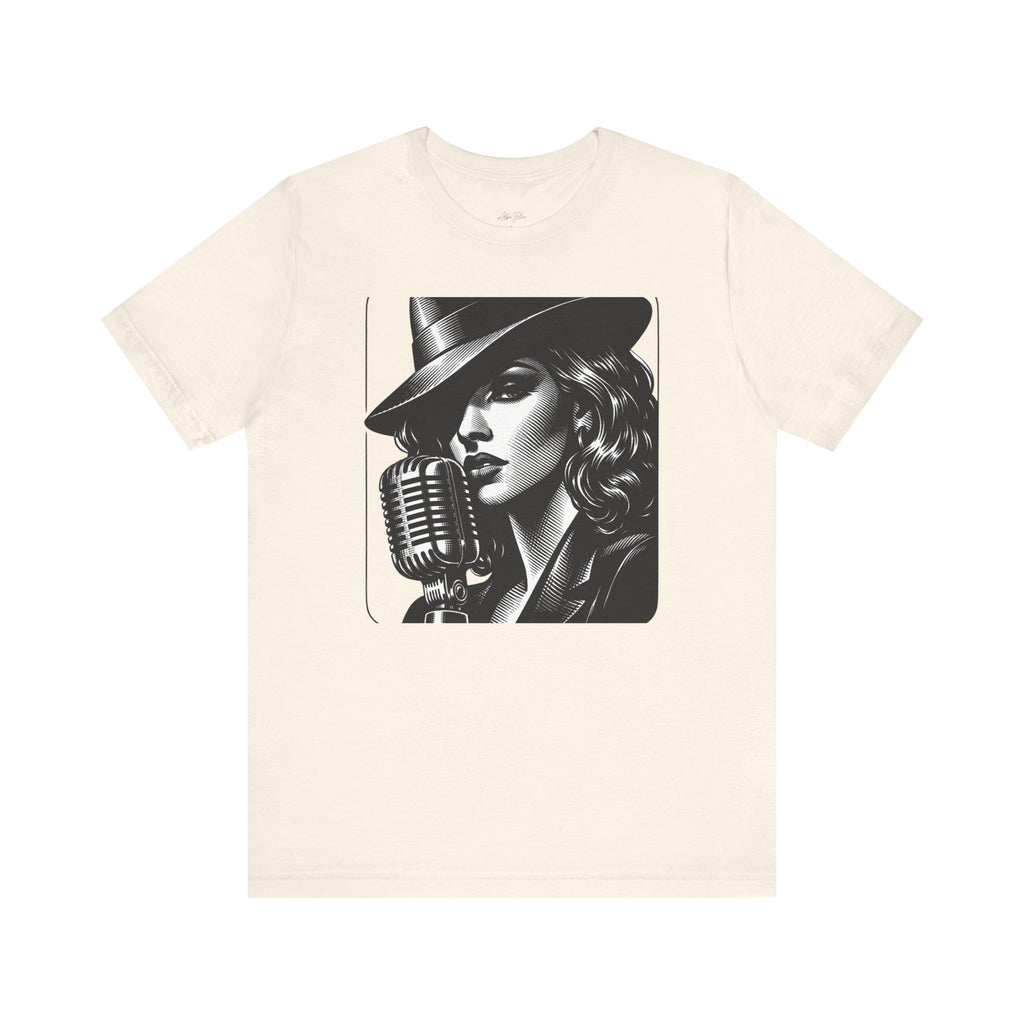 Vintage Jazz Singer T‑Shirt — Retro Microphone Noir Tee