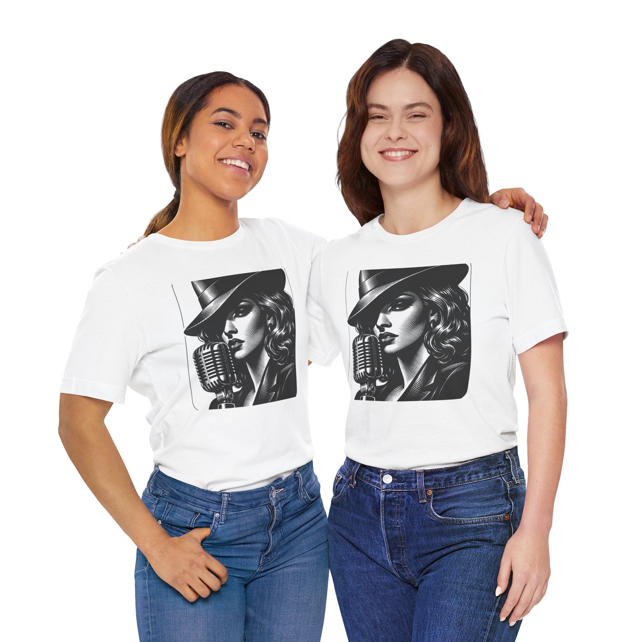 Vintage Jazz Singer T‑Shirt — Retro Microphone Noir Tee