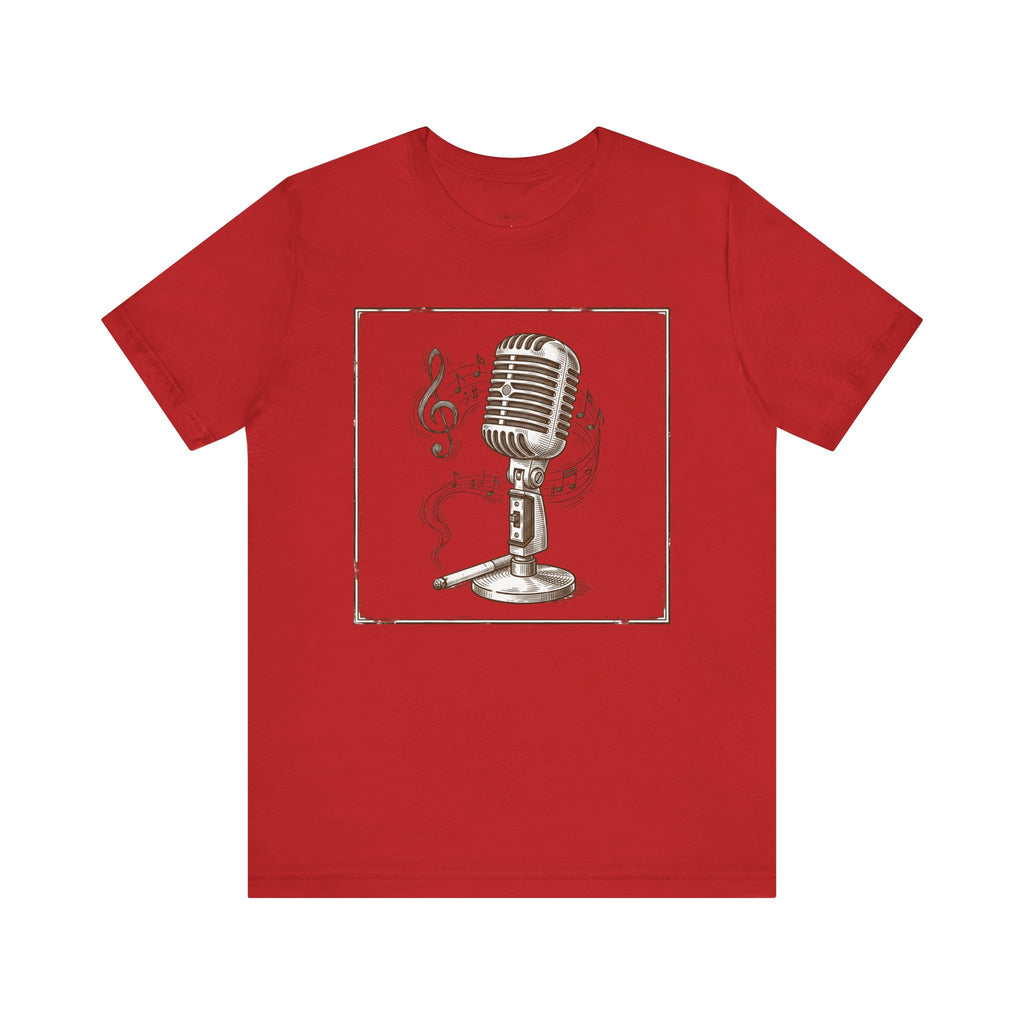 Vintage Microphone Music T‑Shirt – Retro Mic & Treble Clef Graphic Tee
