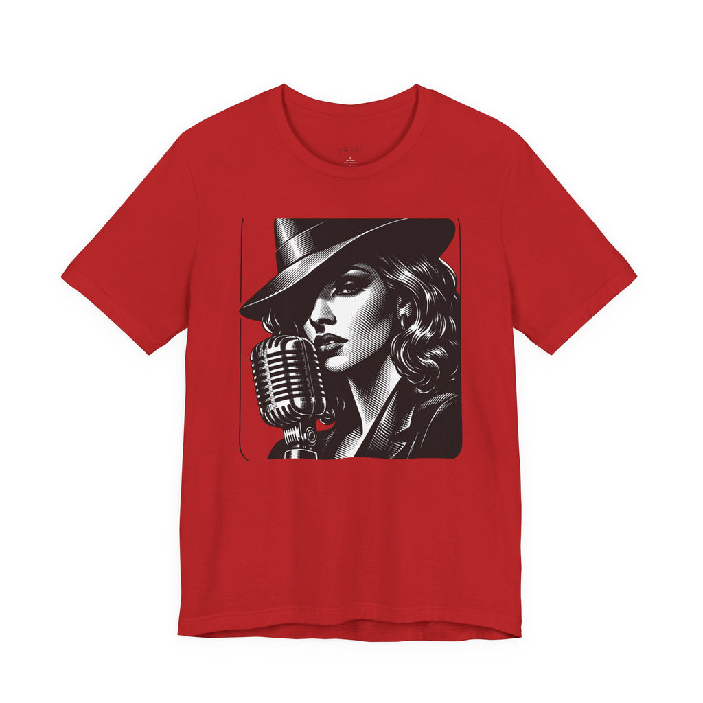 Vintage Jazz Singer T‑Shirt — Retro Microphone Noir Tee