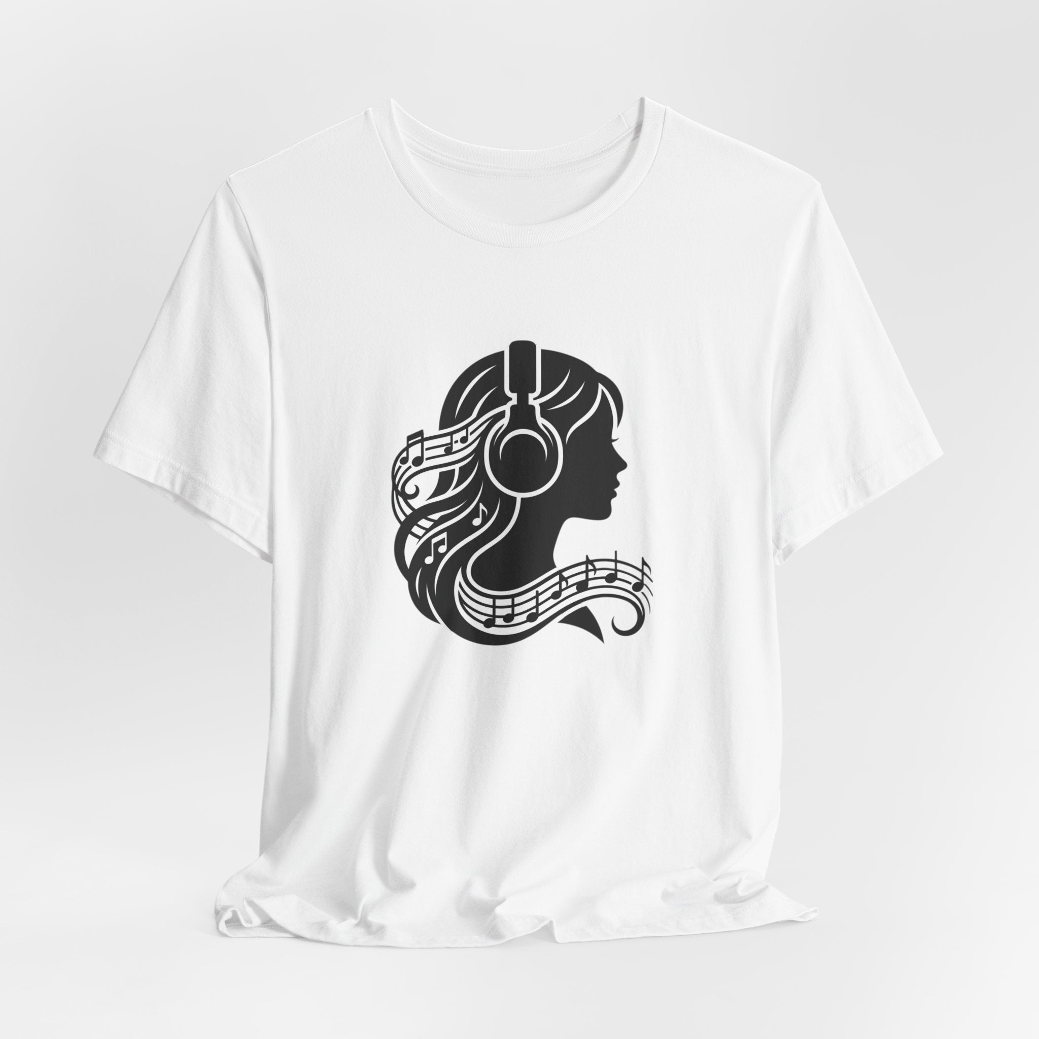 Music Lover Tee — Headphones & Musical Notes Silhouette