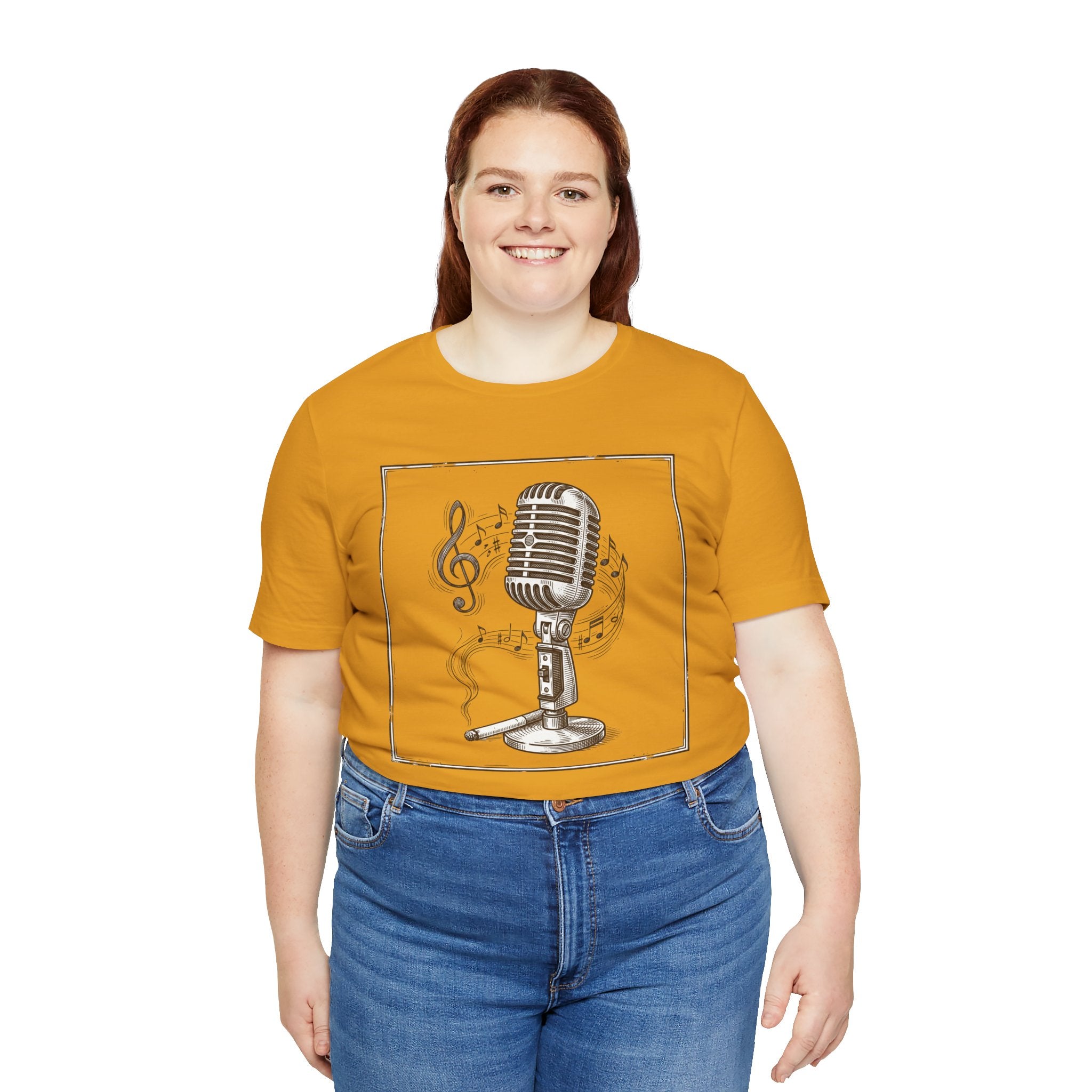Vintage Microphone Music T‑Shirt – Retro Mic & Treble Clef Graphic Tee