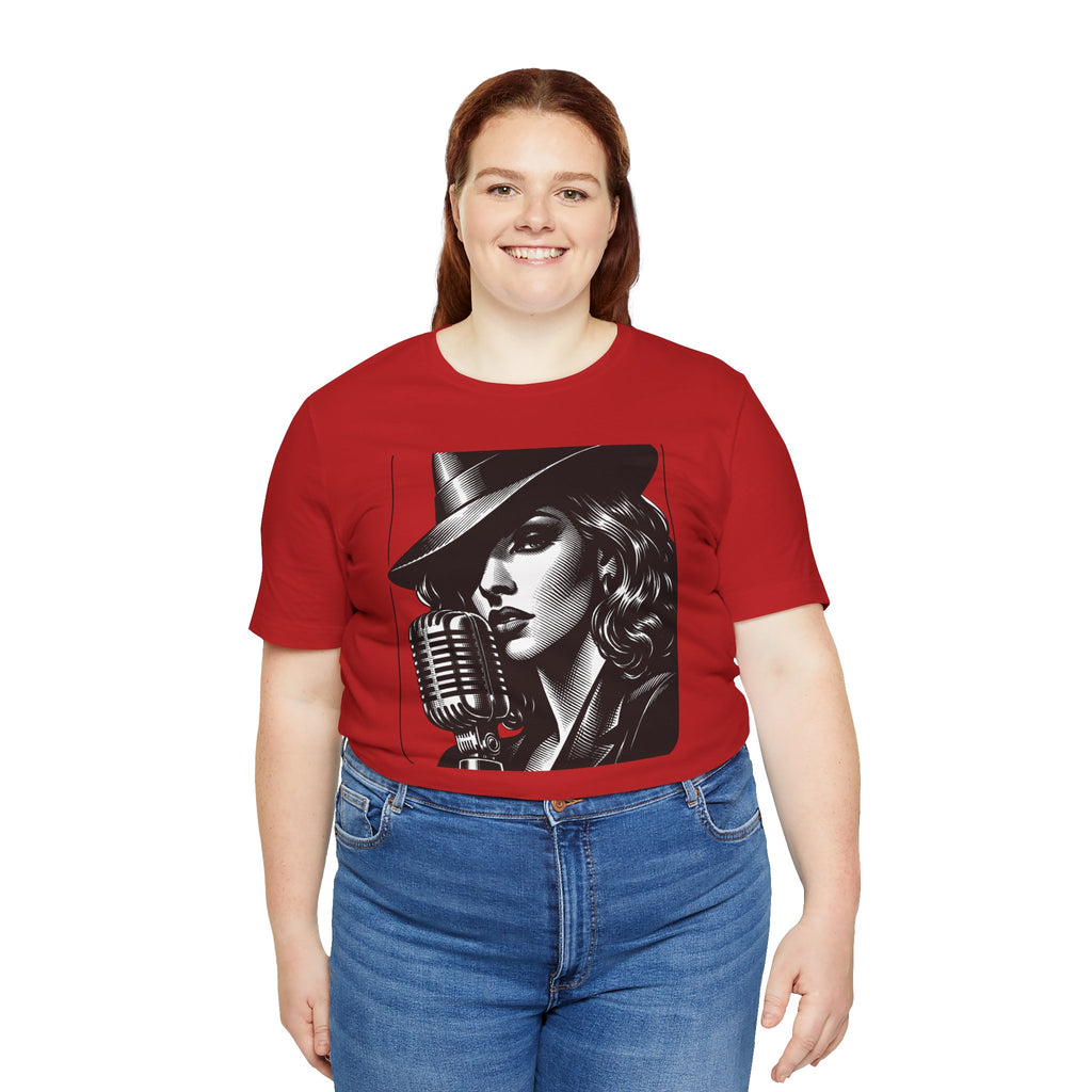 Vintage Jazz Singer T‑Shirt — Retro Microphone Noir Tee