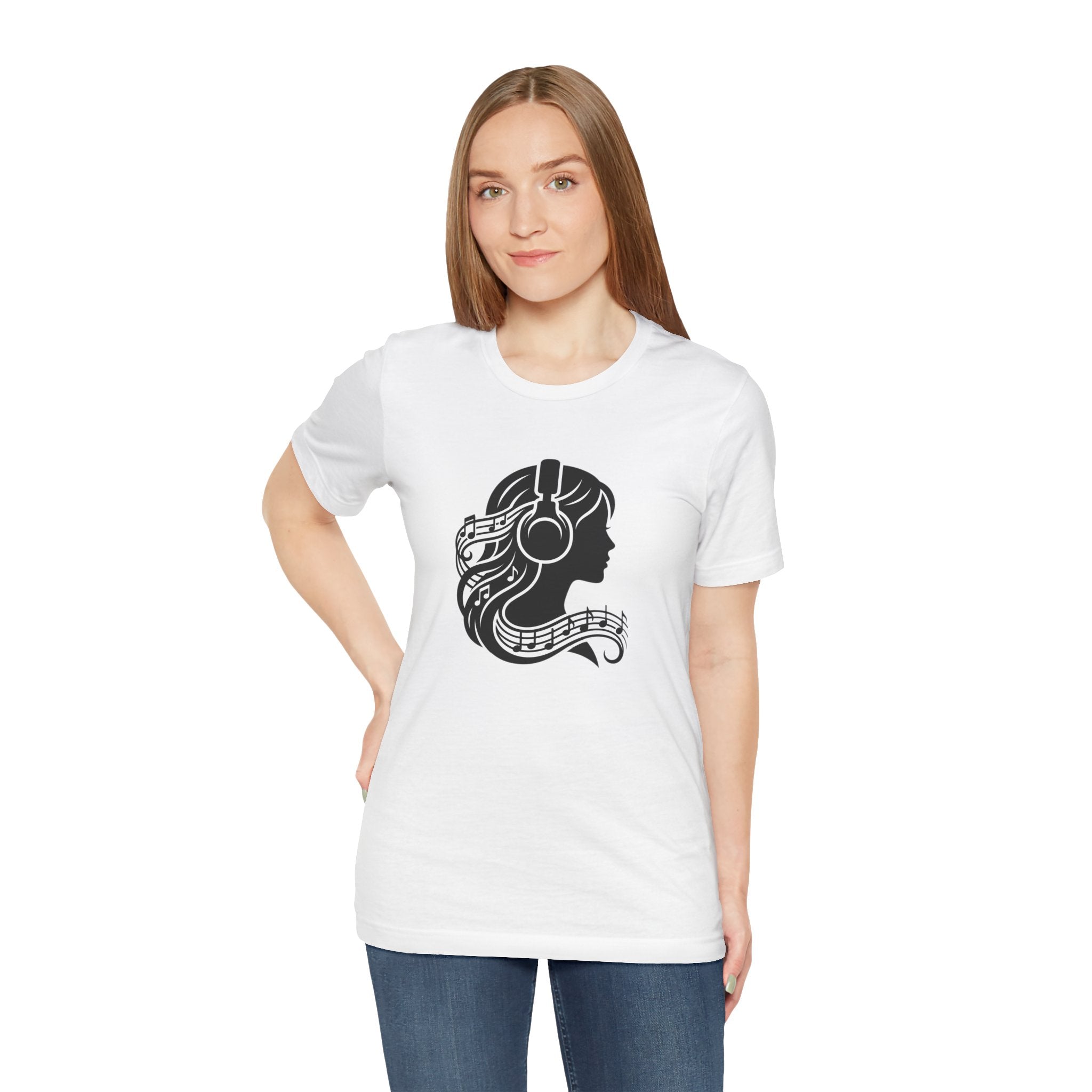 Music Lover Tee — Headphones & Musical Notes Silhouette