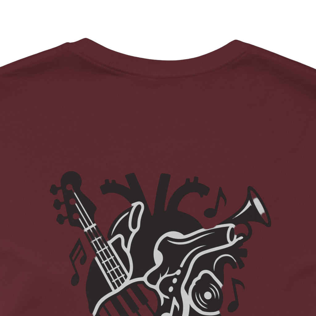 Music Heart Graphic Tee — Anatomical Heart with Instruments T-Shirt