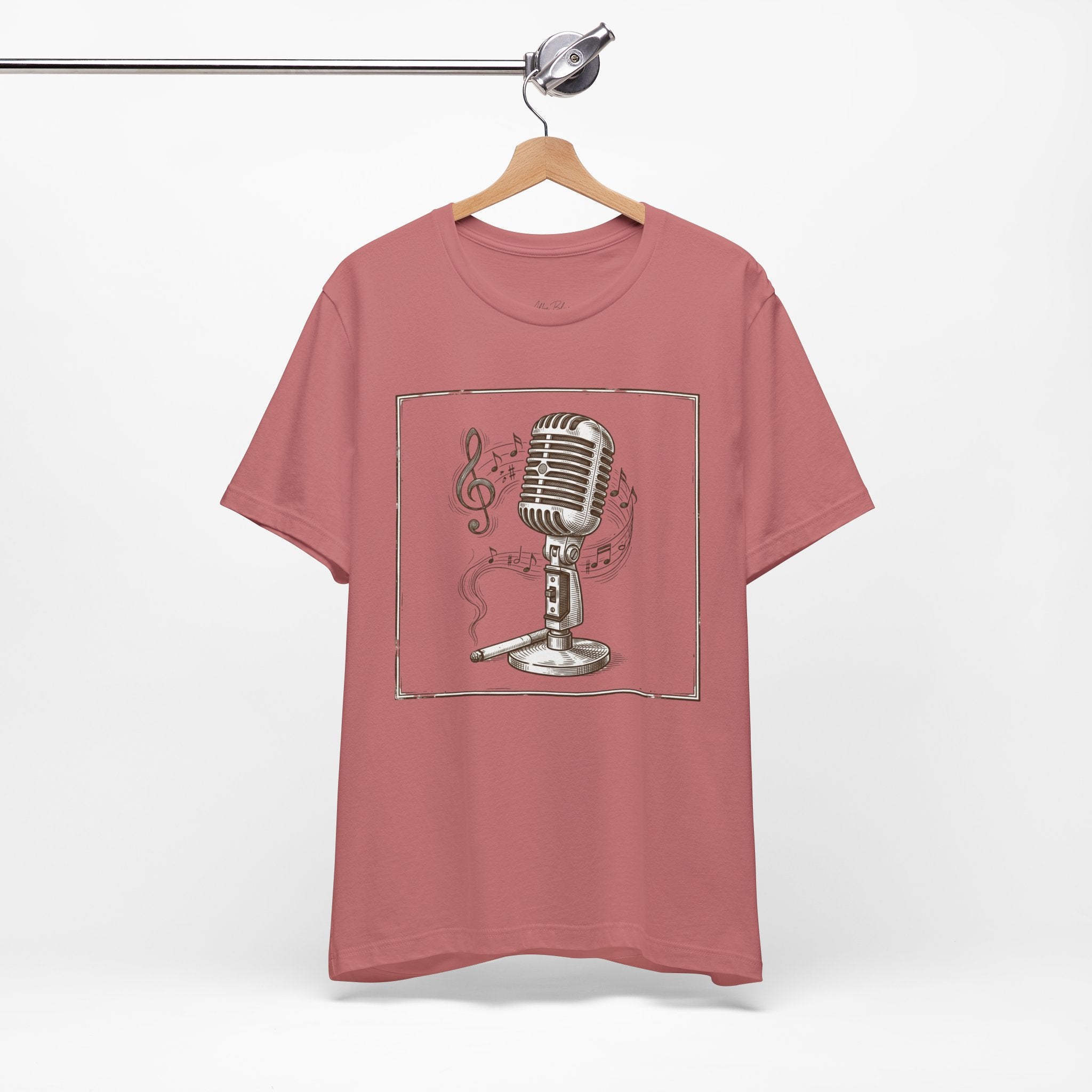 Vintage Microphone Music T‑Shirt – Retro Mic & Treble Clef Graphic Tee