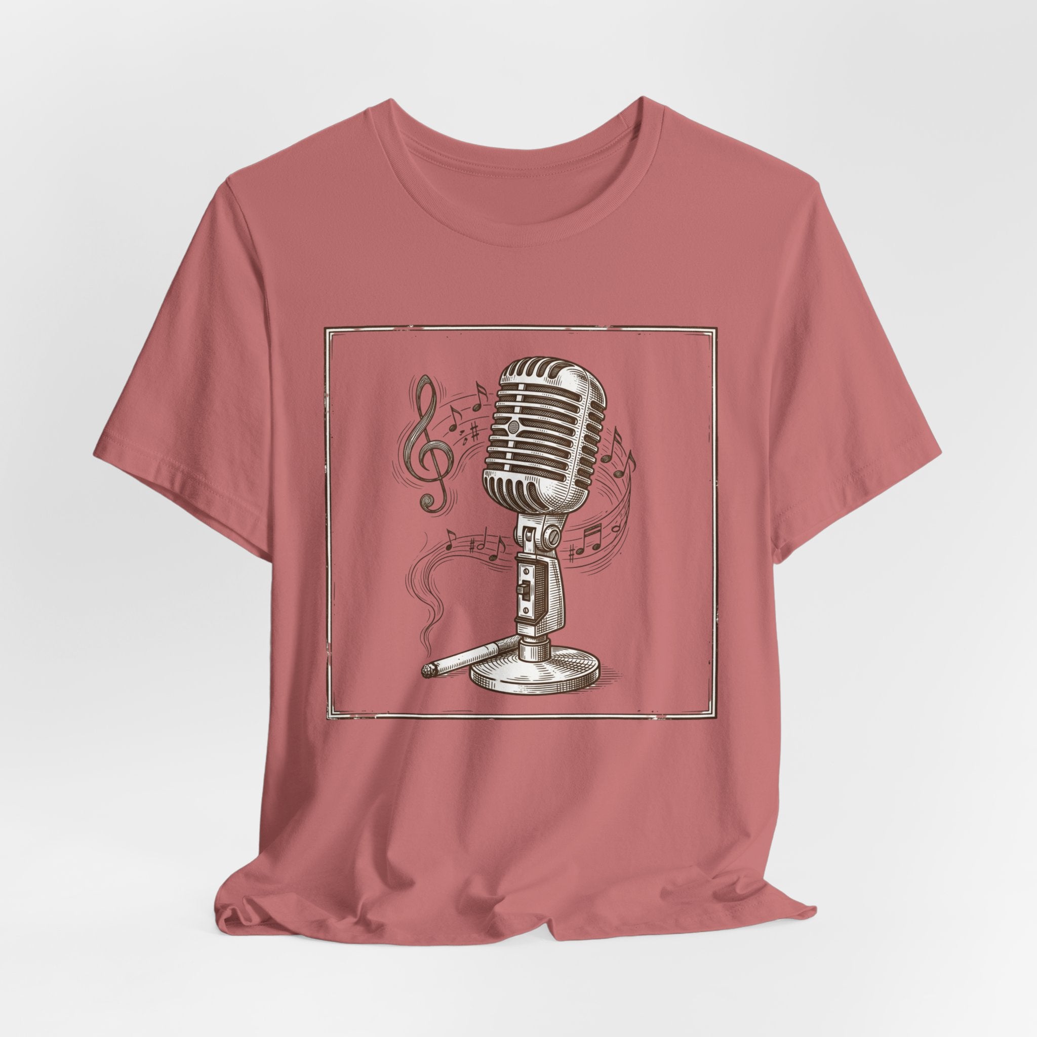 Vintage Microphone Music T‑Shirt – Retro Mic & Treble Clef Graphic Tee