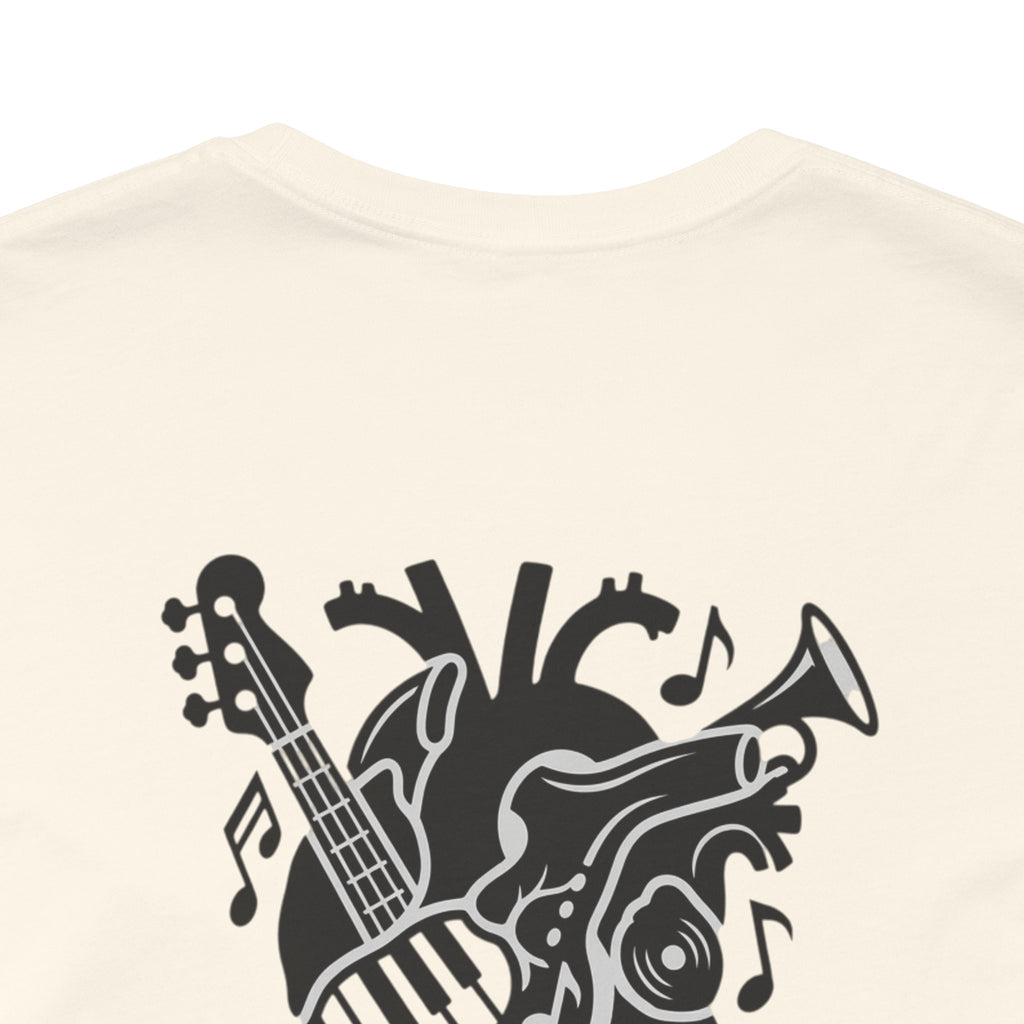 Music Heart Graphic Tee — Anatomical Heart with Instruments T-Shirt