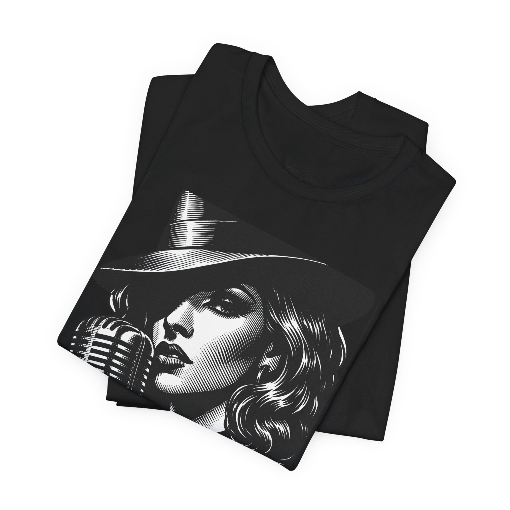 Vintage Jazz Singer T‑Shirt — Retro Microphone Noir Tee