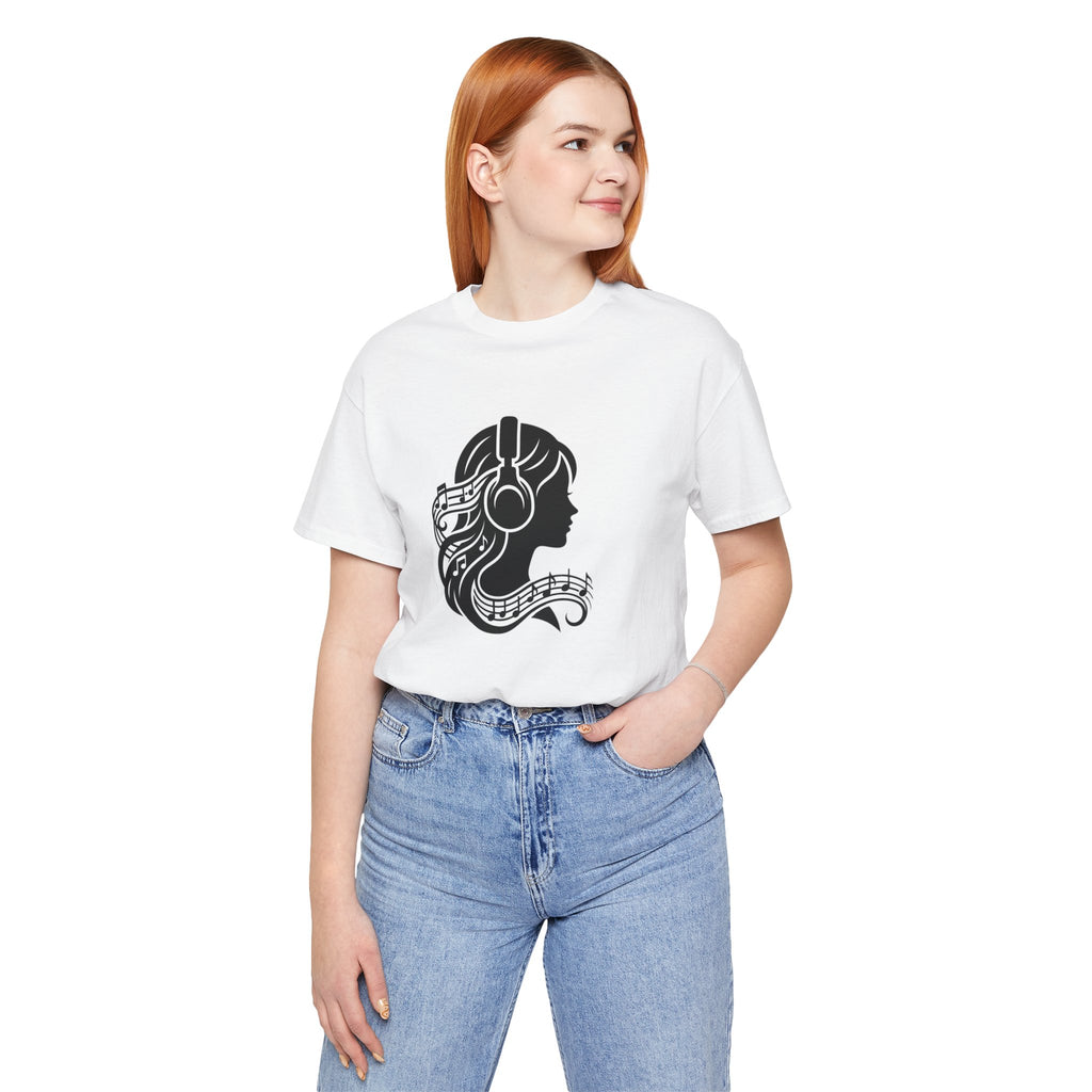 Music Lover Tee — Headphones & Musical Notes Silhouette