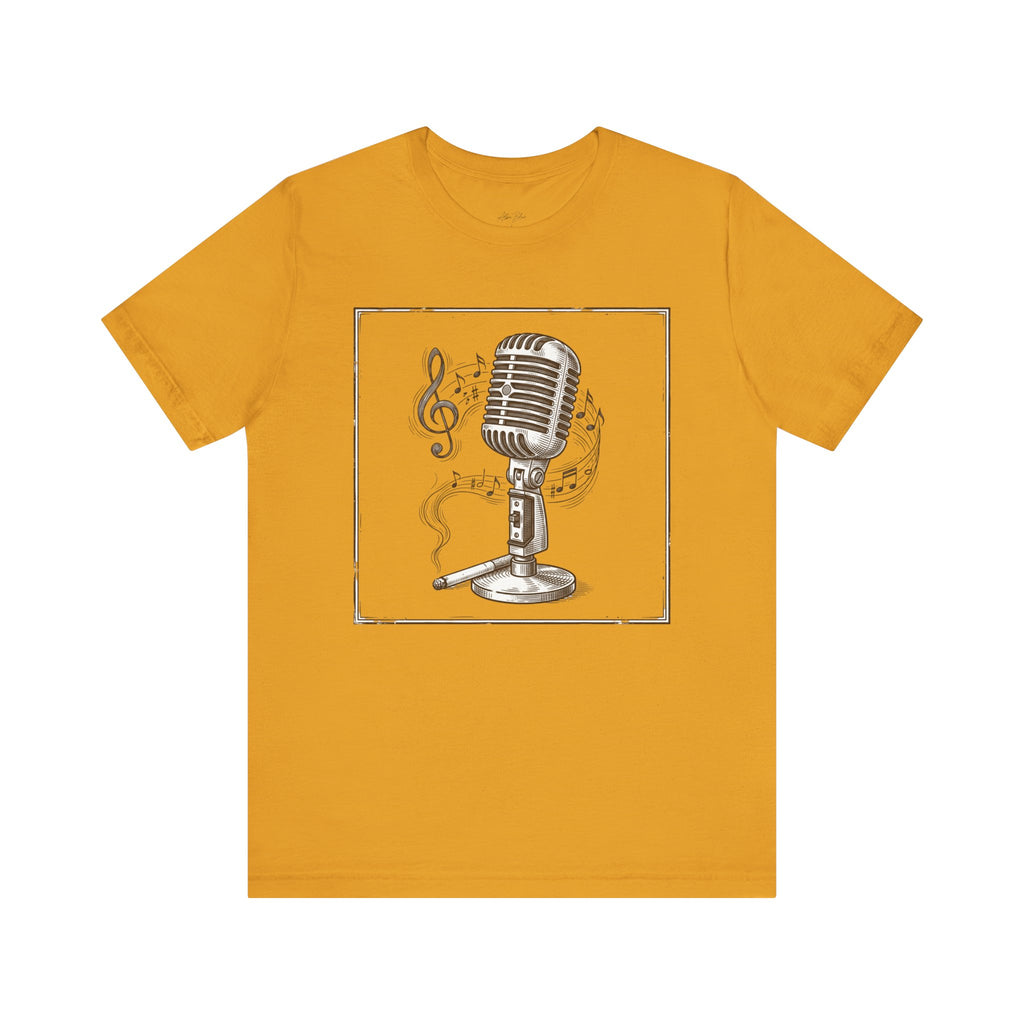 Vintage Microphone Music T‑Shirt – Retro Mic & Treble Clef Graphic Tee