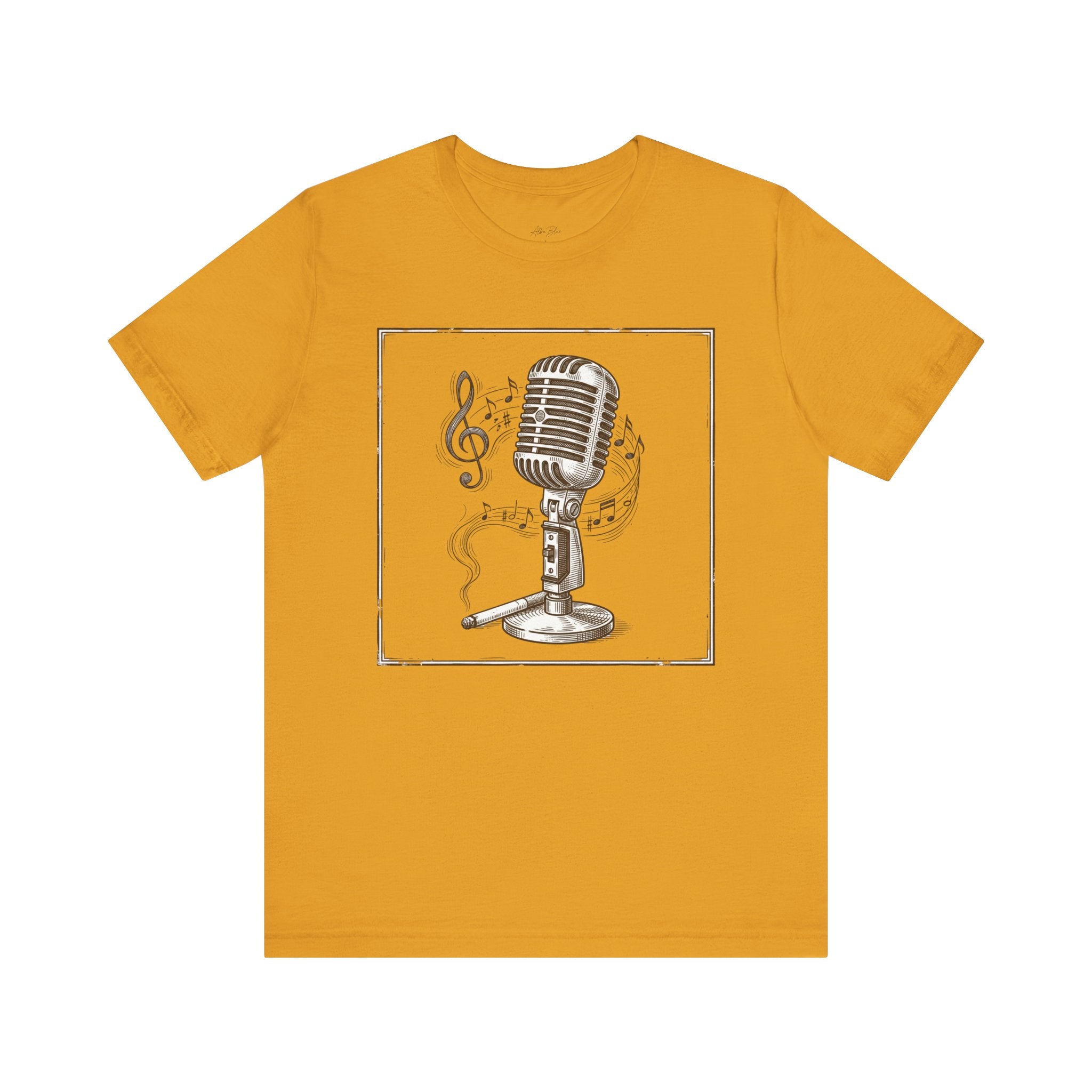 Vintage Microphone Music T‑Shirt – Retro Mic & Treble Clef Graphic Tee