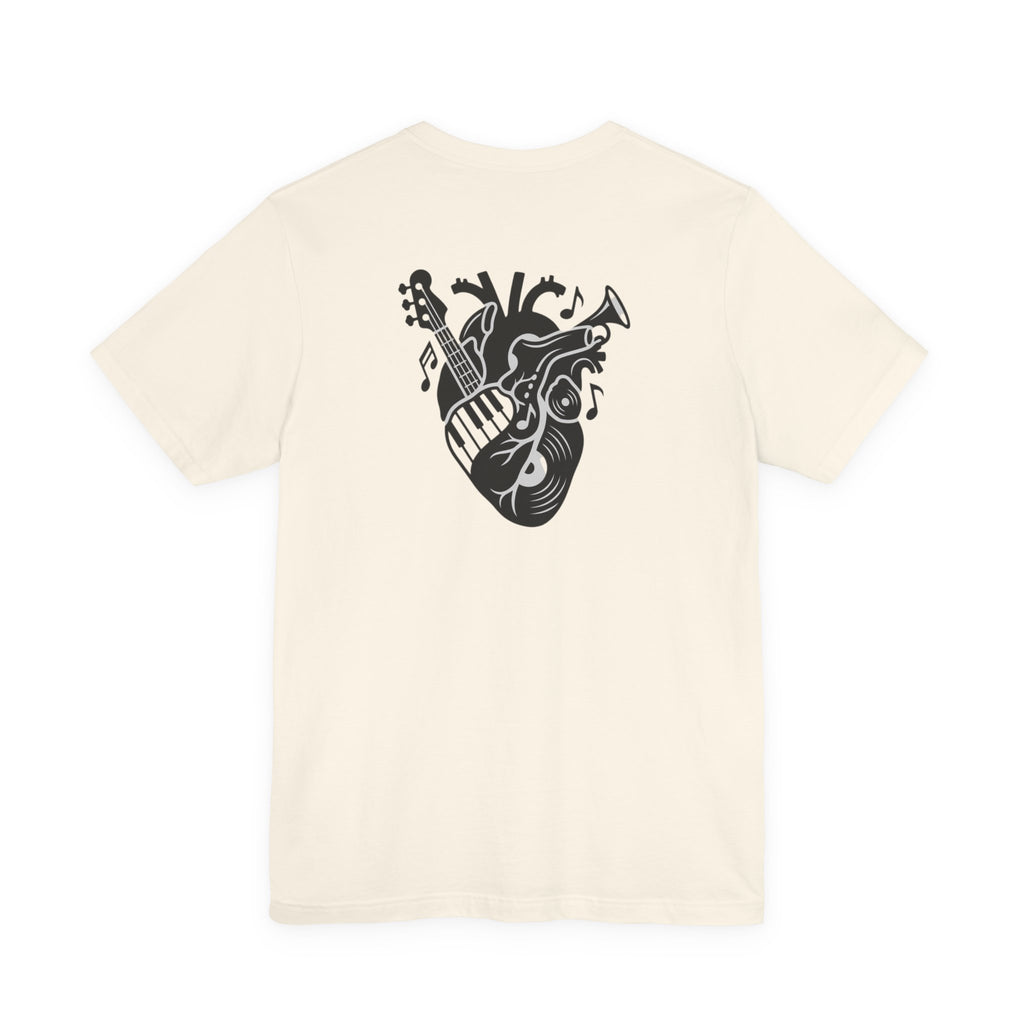 Music Heart Graphic Tee — Anatomical Heart with Instruments T-Shirt