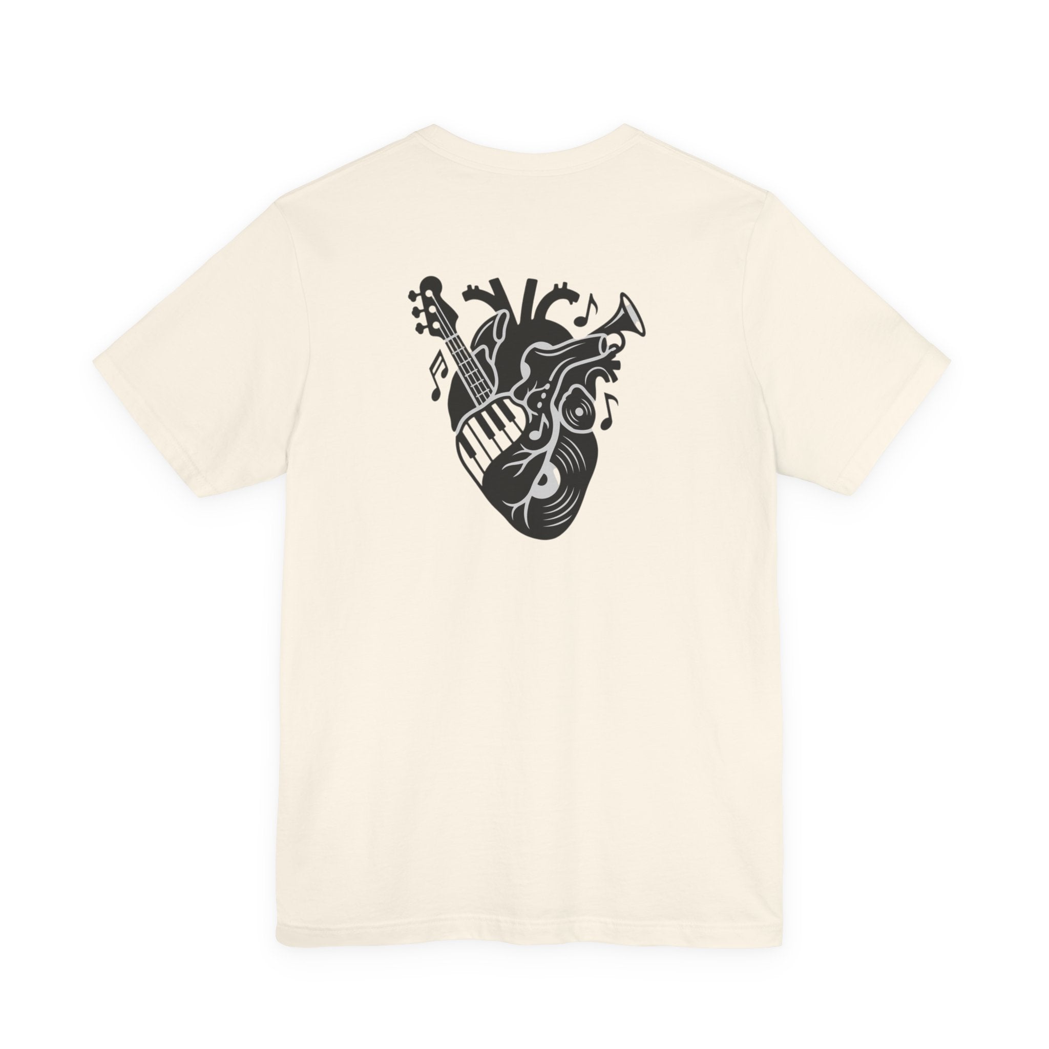 Music Heart Graphic Tee — Anatomical Heart with Instruments T-Shirt