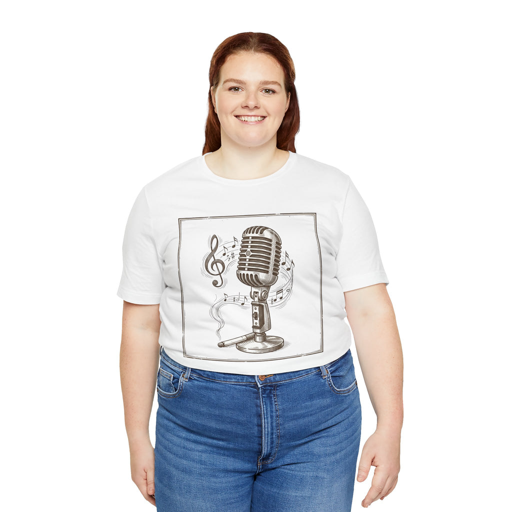 Vintage Microphone Music T‑Shirt – Retro Mic & Treble Clef Graphic Tee
