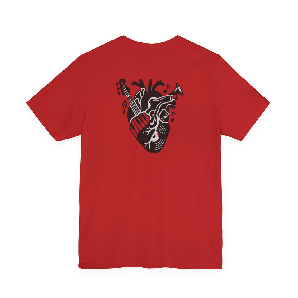 Music Heart Graphic Tee — Anatomical Heart with Instruments T-Shirt