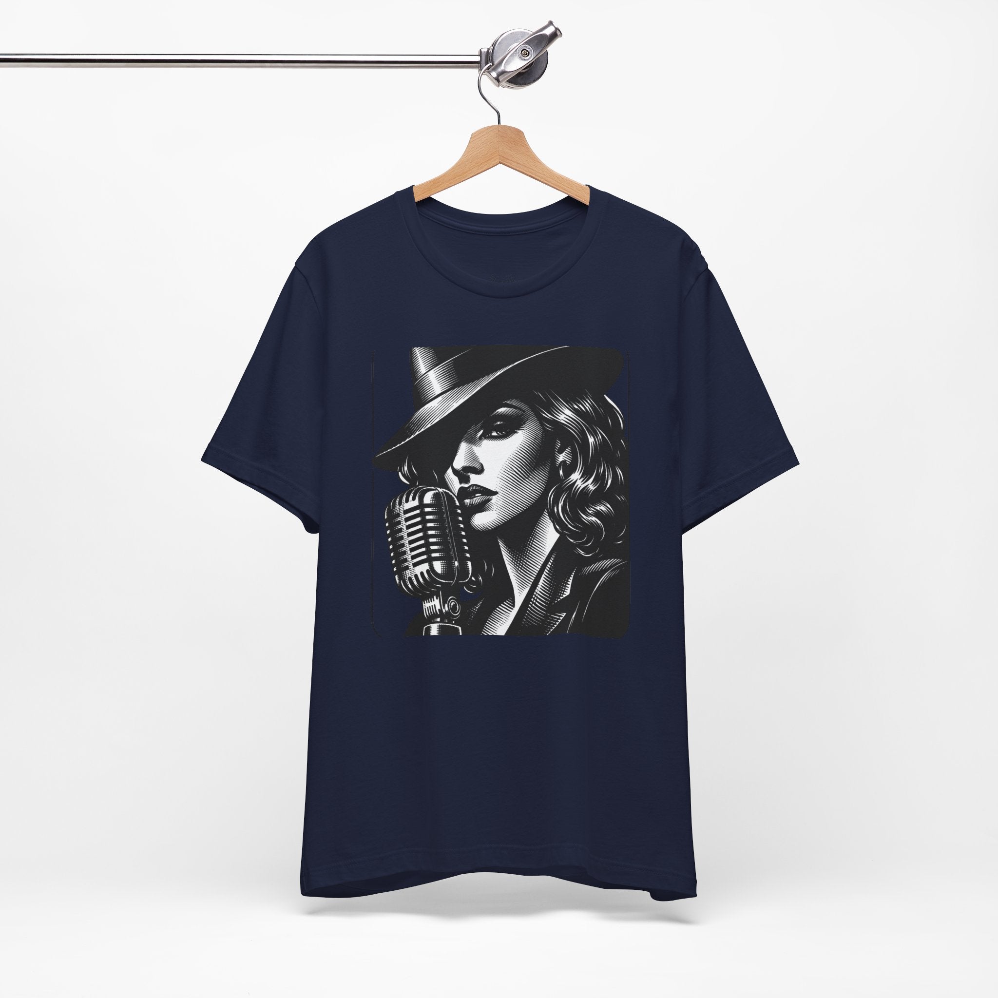 Vintage Jazz Singer T‑Shirt — Retro Microphone Noir Tee
