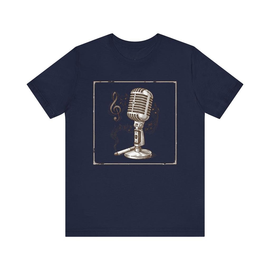 Vintage Microphone Music T‑Shirt – Retro Mic & Treble Clef Graphic Tee