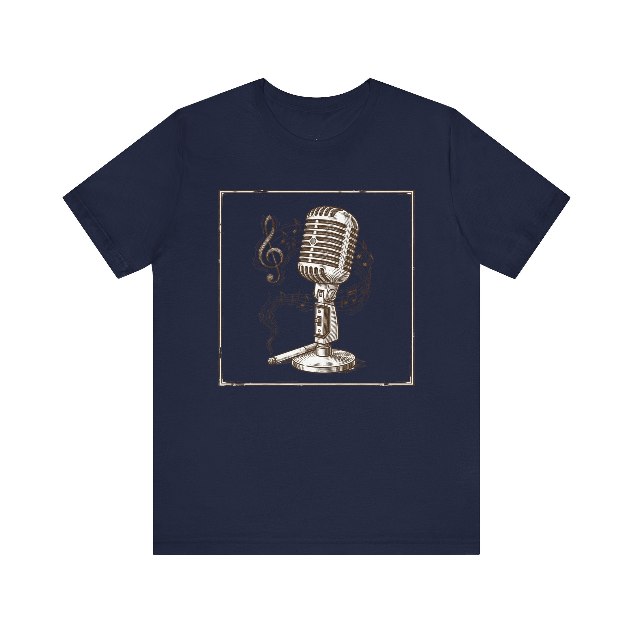 Vintage Microphone Music T‑Shirt – Retro Mic & Treble Clef Graphic Tee
