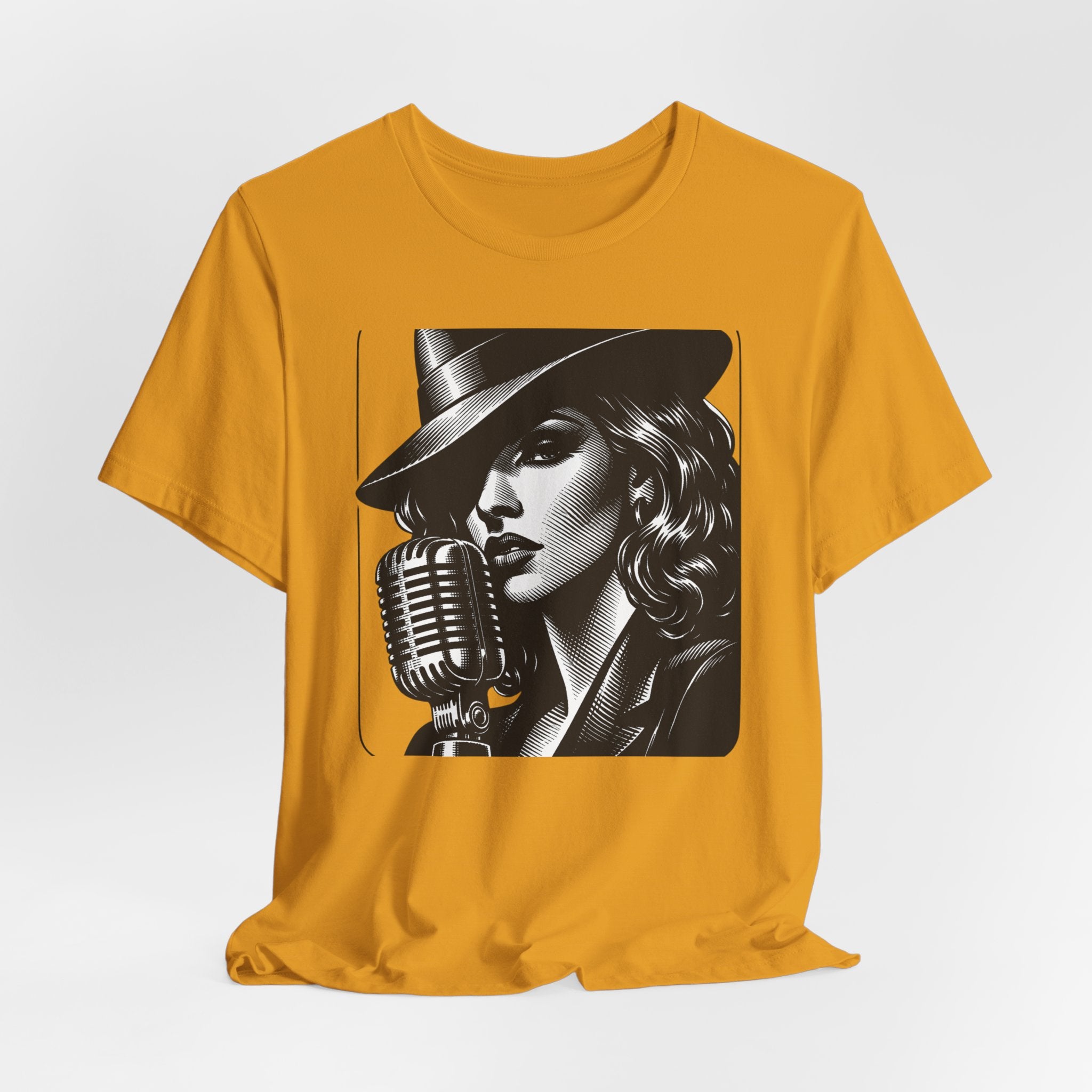 Vintage Jazz Singer T‑Shirt — Retro Microphone Noir Tee