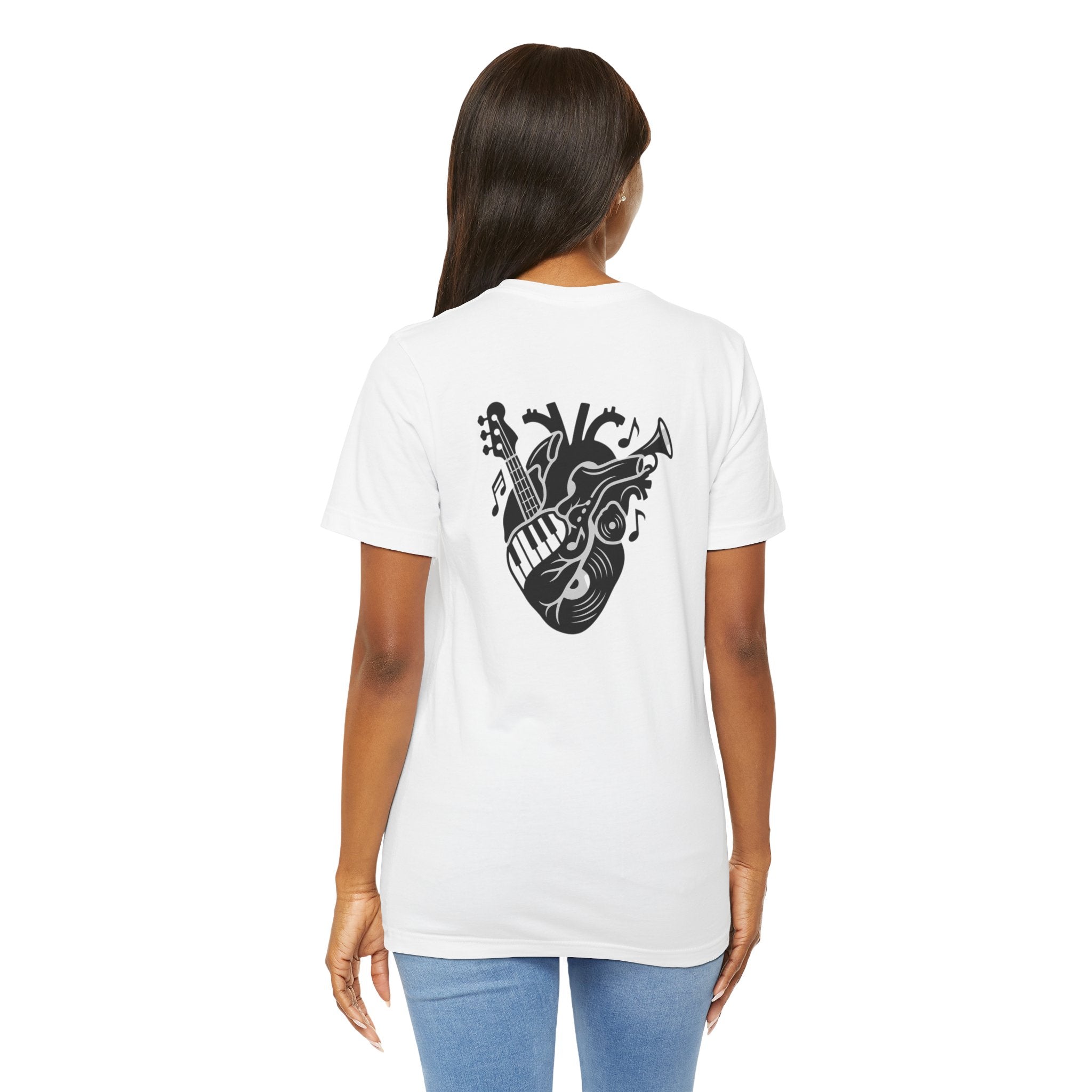 Music Heart Graphic Tee — Anatomical Heart with Instruments T-Shirt