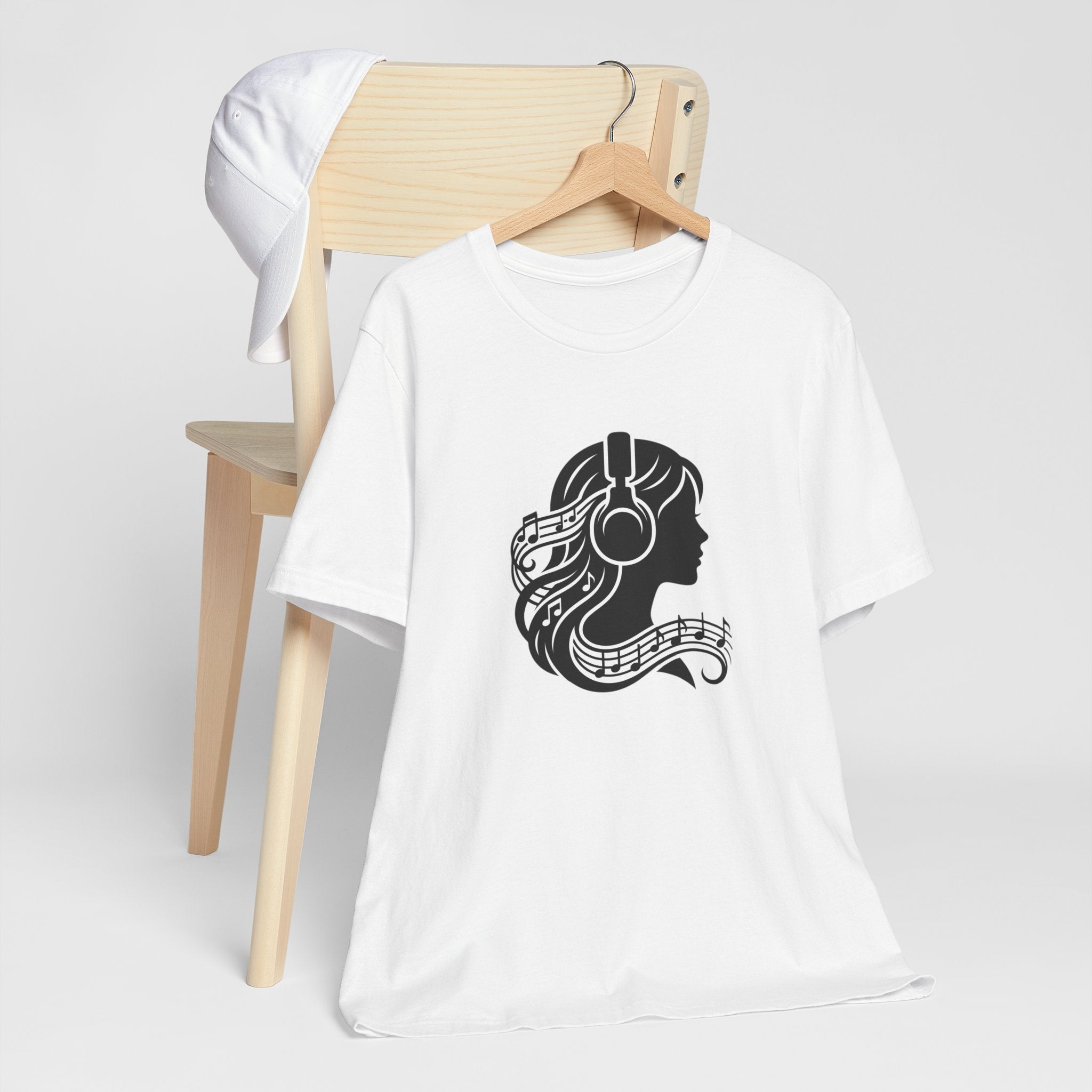 Music Lover Tee — Headphones & Musical Notes Silhouette