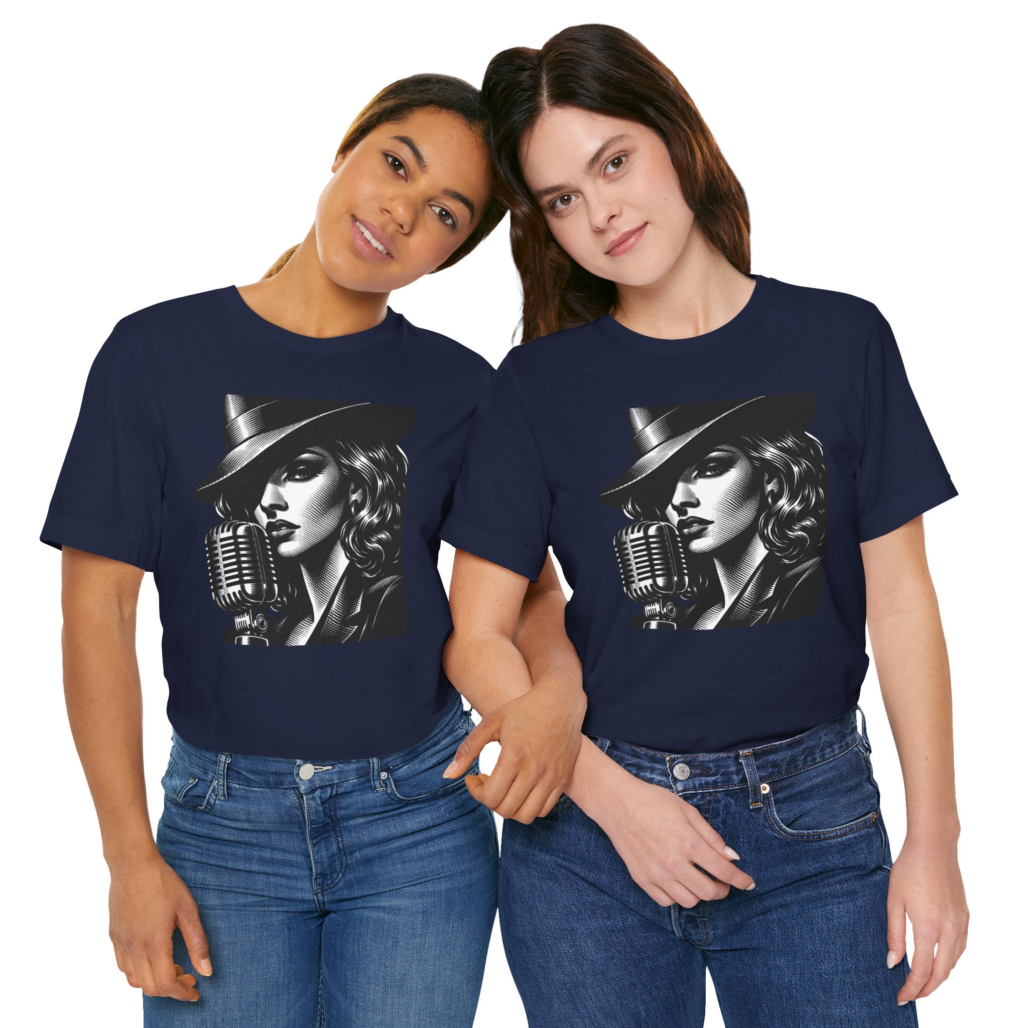 Vintage Jazz Singer T‑Shirt — Retro Microphone Noir Tee