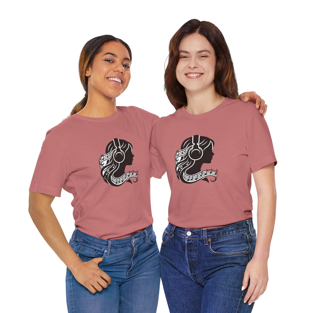 Music Lover Tee — Headphones & Musical Notes Silhouette