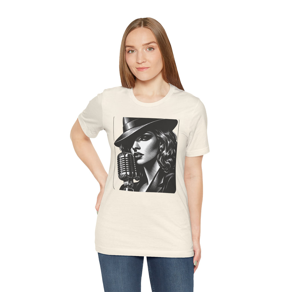 Vintage Jazz Singer T‑Shirt — Retro Microphone Noir Tee
