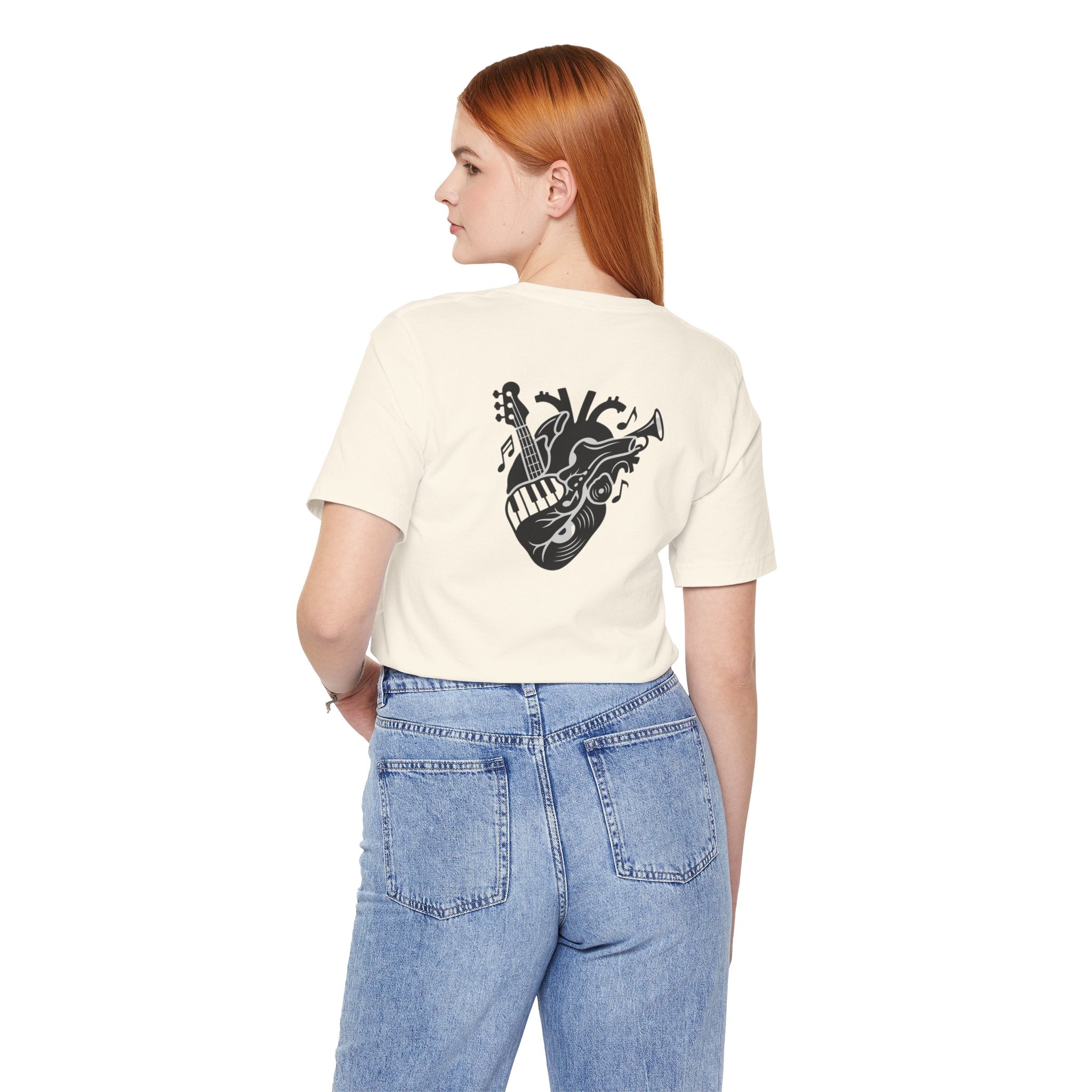 Music Heart Graphic Tee — Anatomical Heart with Instruments T-Shirt