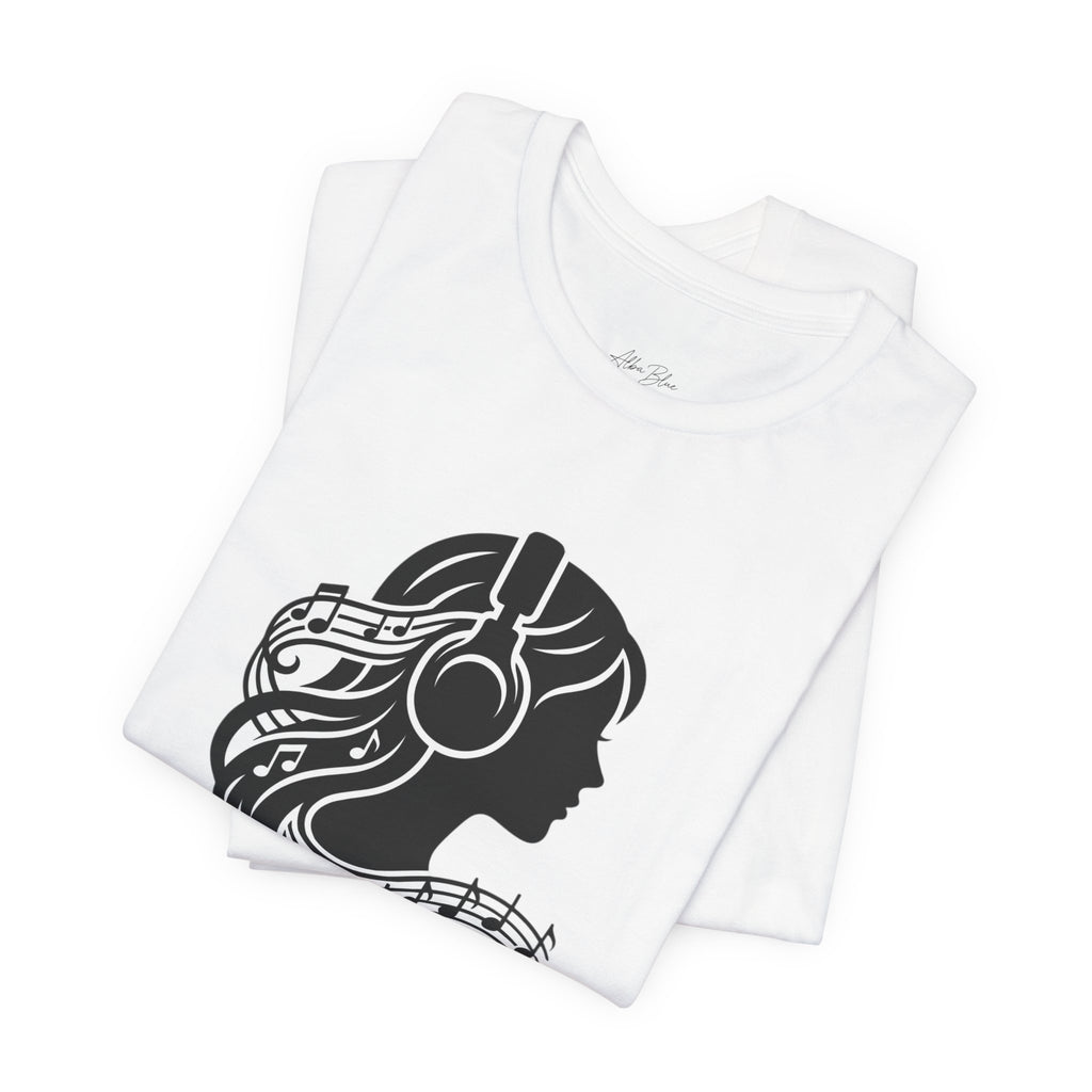 Music Lover Tee — Headphones & Musical Notes Silhouette
