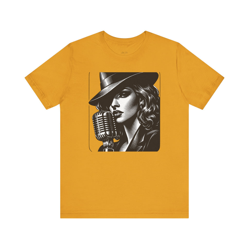 Vintage Jazz Singer T‑Shirt — Retro Microphone Noir Tee
