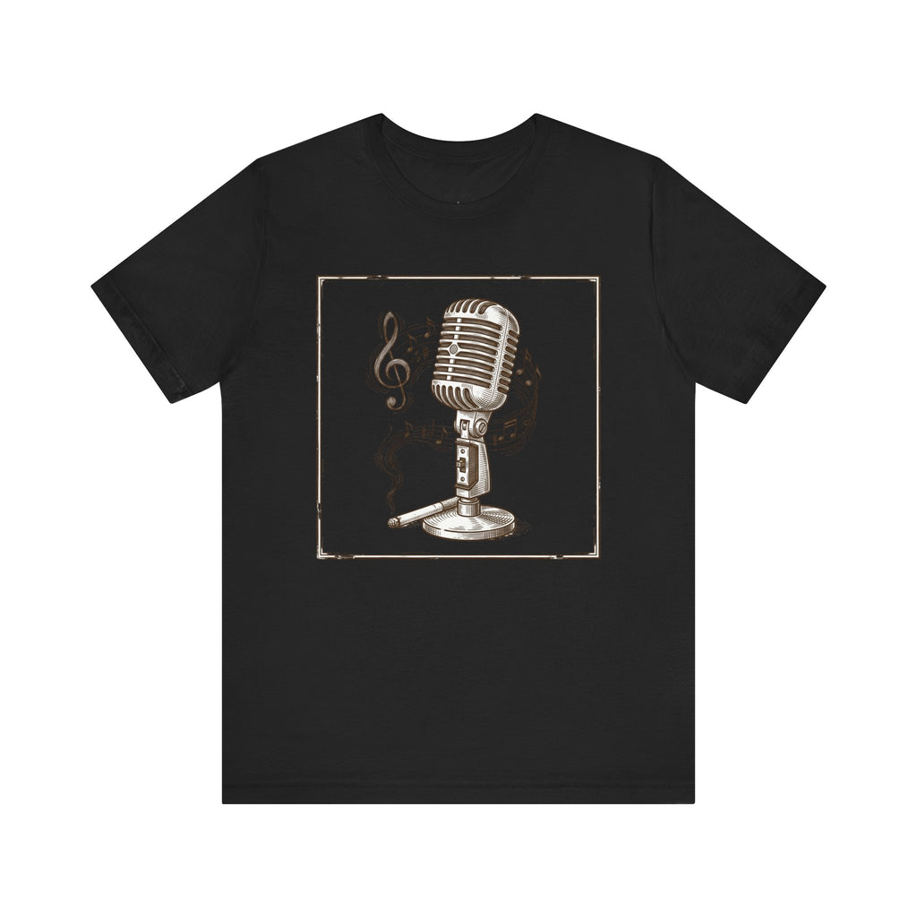 Vintage Microphone Music T‑Shirt – Retro Mic & Treble Clef Graphic Tee