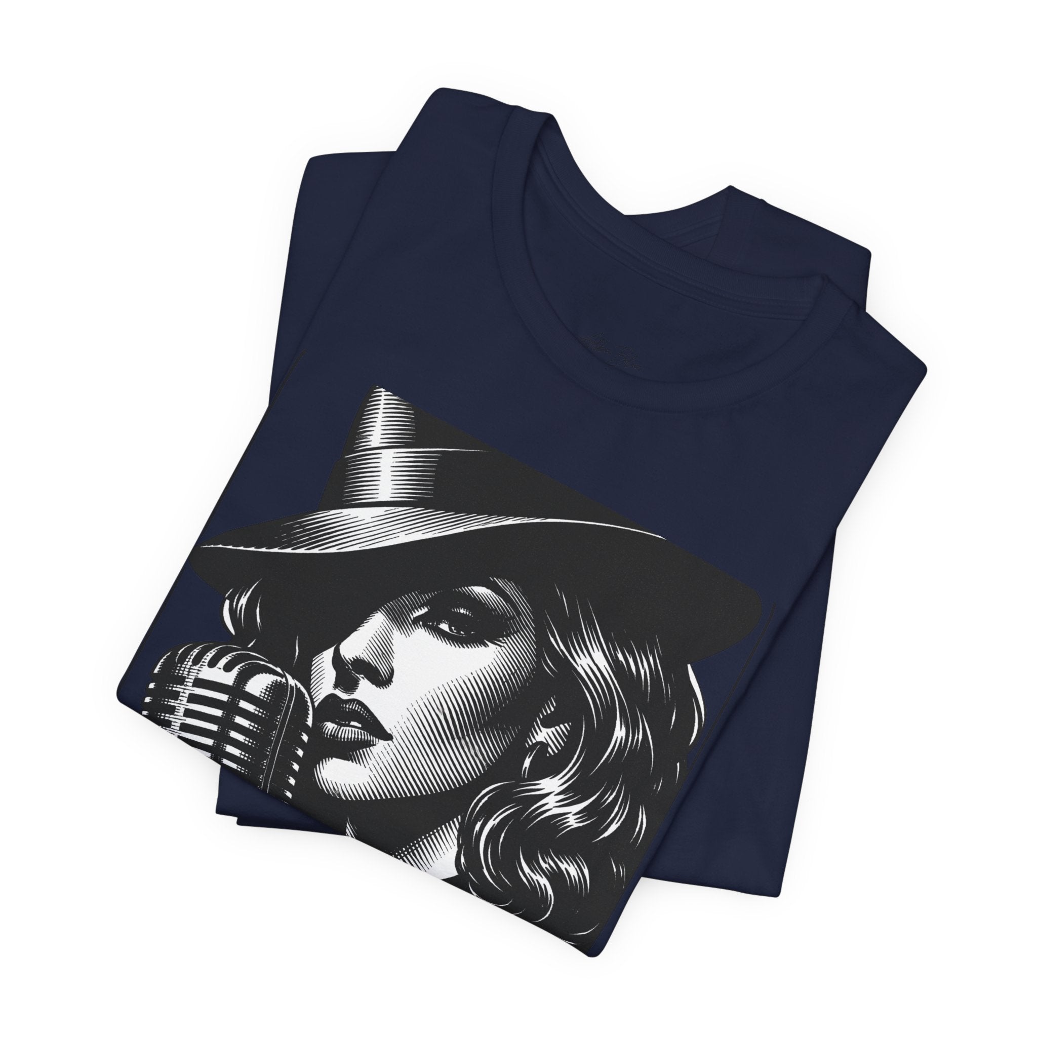 Vintage Jazz Singer T‑Shirt — Retro Microphone Noir Tee