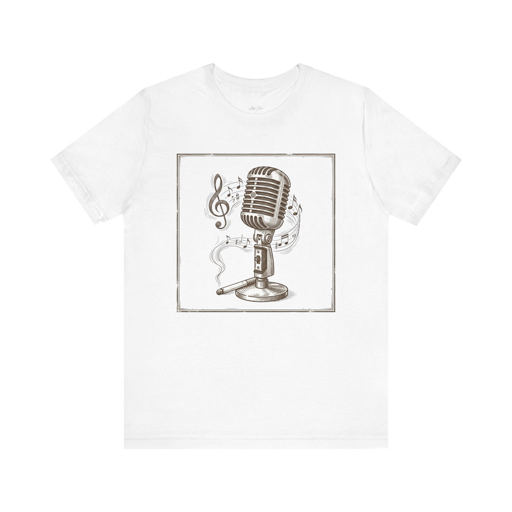 Vintage Microphone Music T‑Shirt – Retro Mic & Treble Clef Graphic Tee