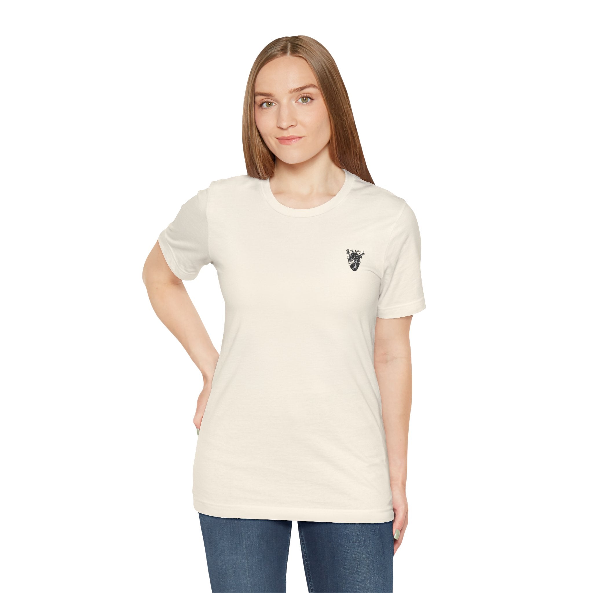 Music Heart Graphic Tee — Anatomical Heart with Instruments T-Shirt