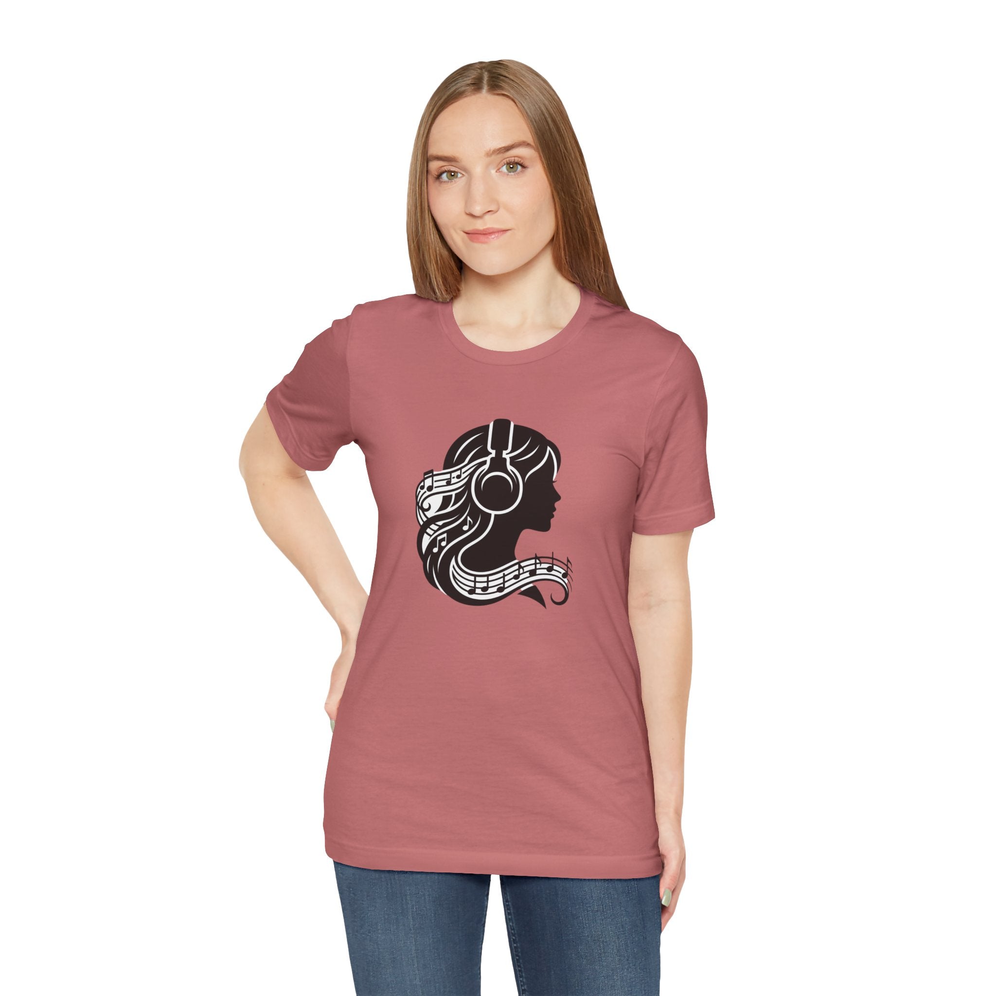 Music Lover Tee — Headphones & Musical Notes Silhouette