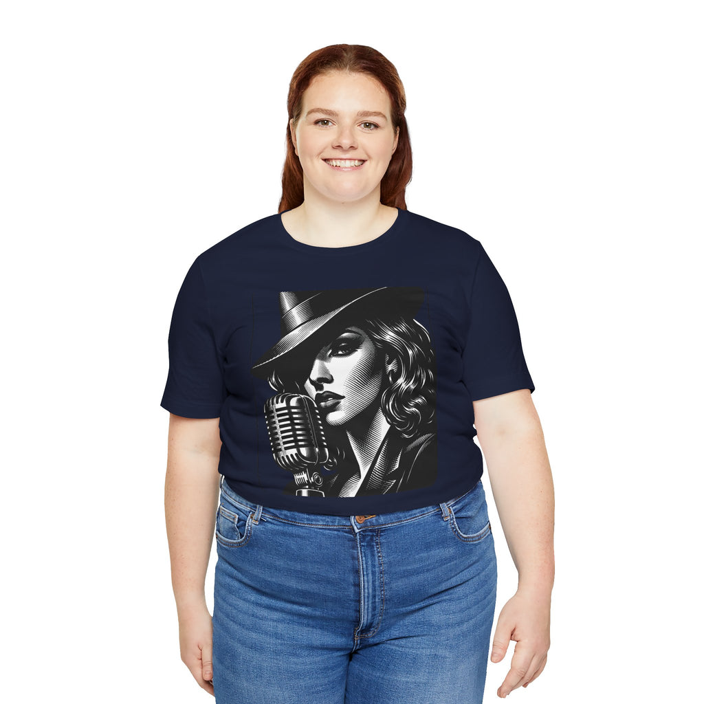 Vintage Jazz Singer T‑Shirt — Retro Microphone Noir Tee