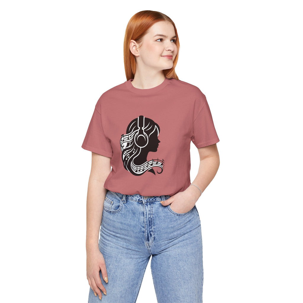 Music Lover Tee — Headphones & Musical Notes Silhouette
