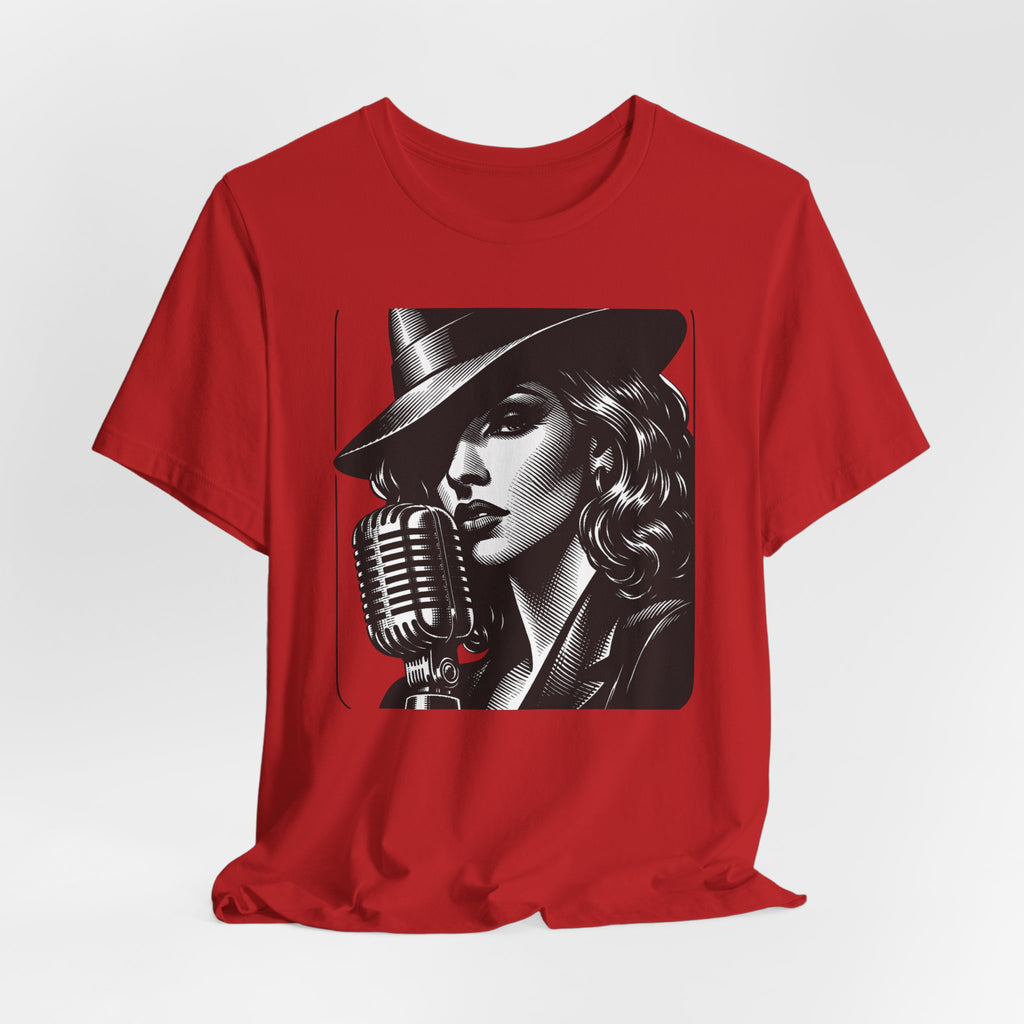 Vintage Jazz Singer T‑Shirt — Retro Microphone Noir Tee