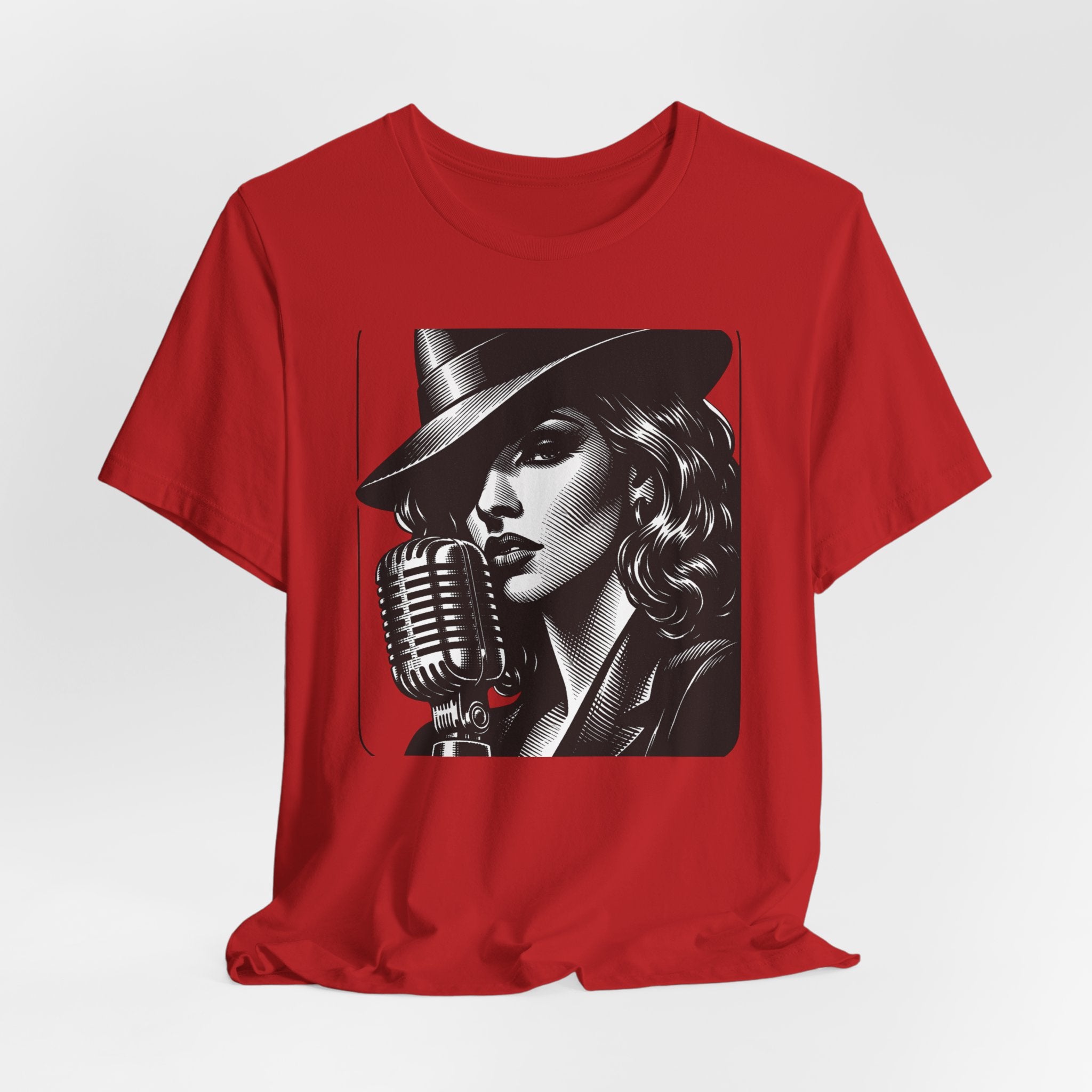 Vintage Jazz Singer T‑Shirt — Retro Microphone Noir Tee