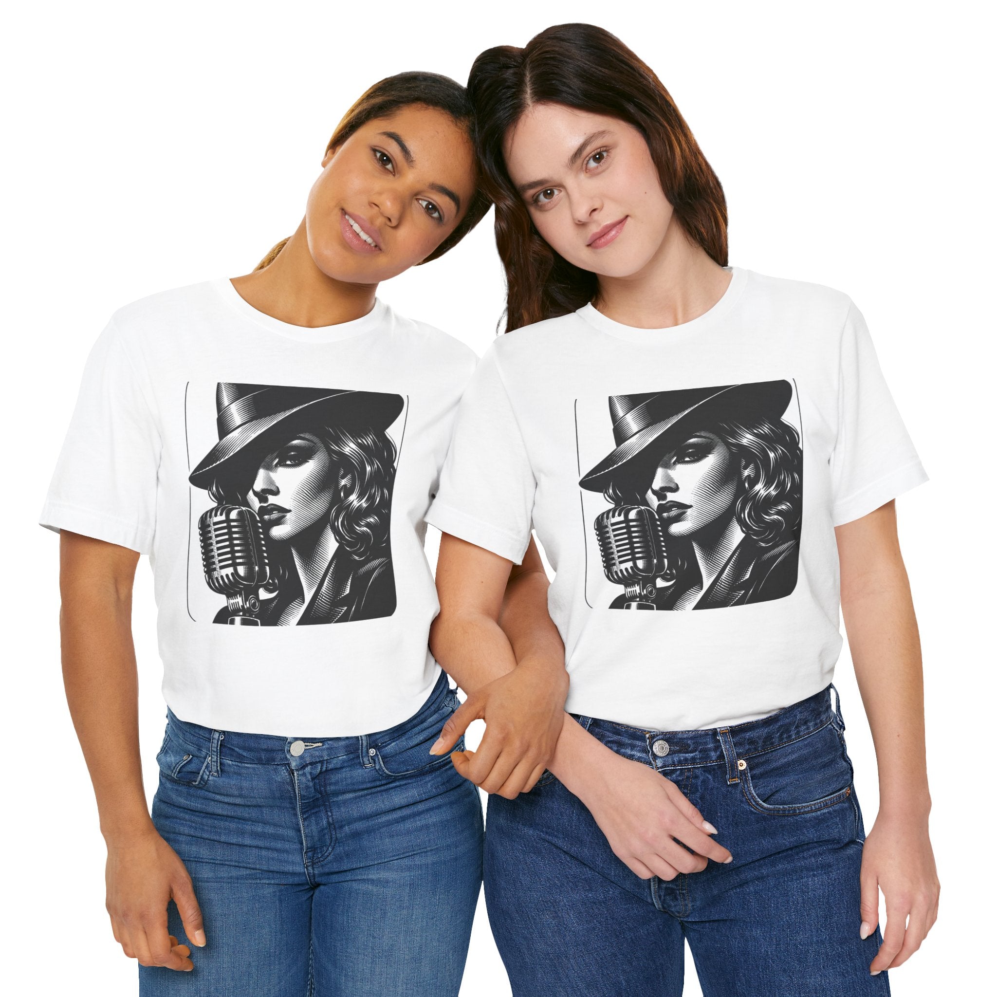 Vintage Jazz Singer T‑Shirt — Retro Microphone Noir Tee