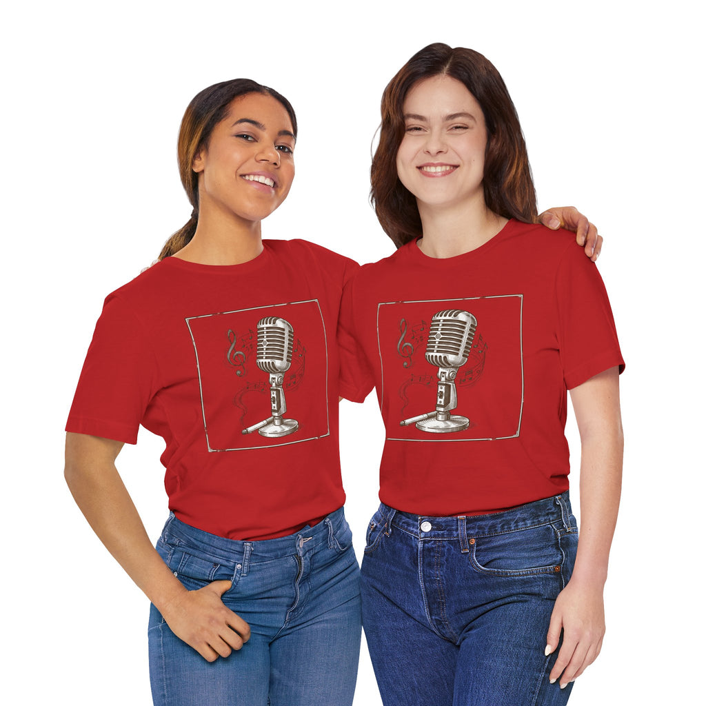 Vintage Microphone Music T‑Shirt – Retro Mic & Treble Clef Graphic Tee