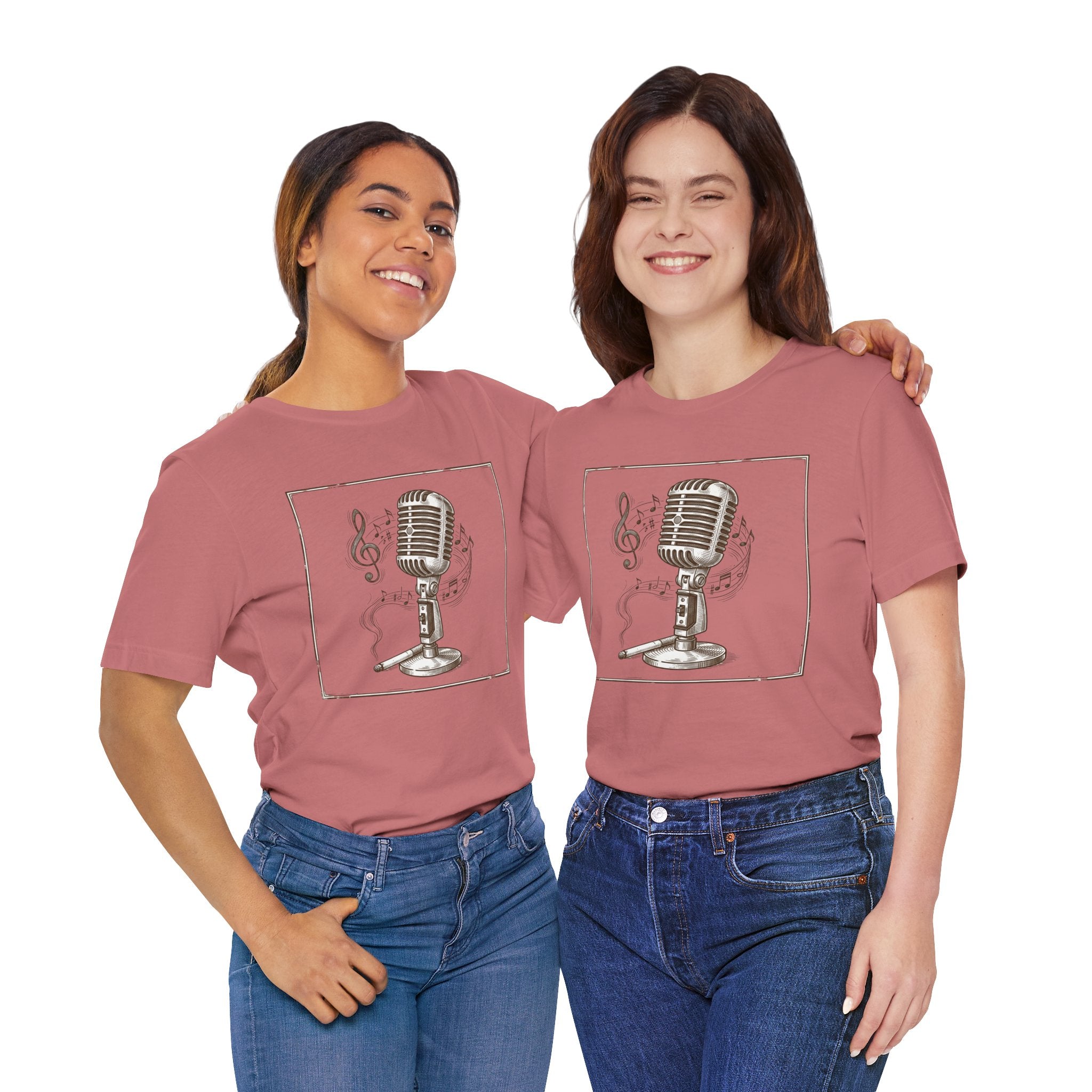 Vintage Microphone Music T‑Shirt – Retro Mic & Treble Clef Graphic Tee