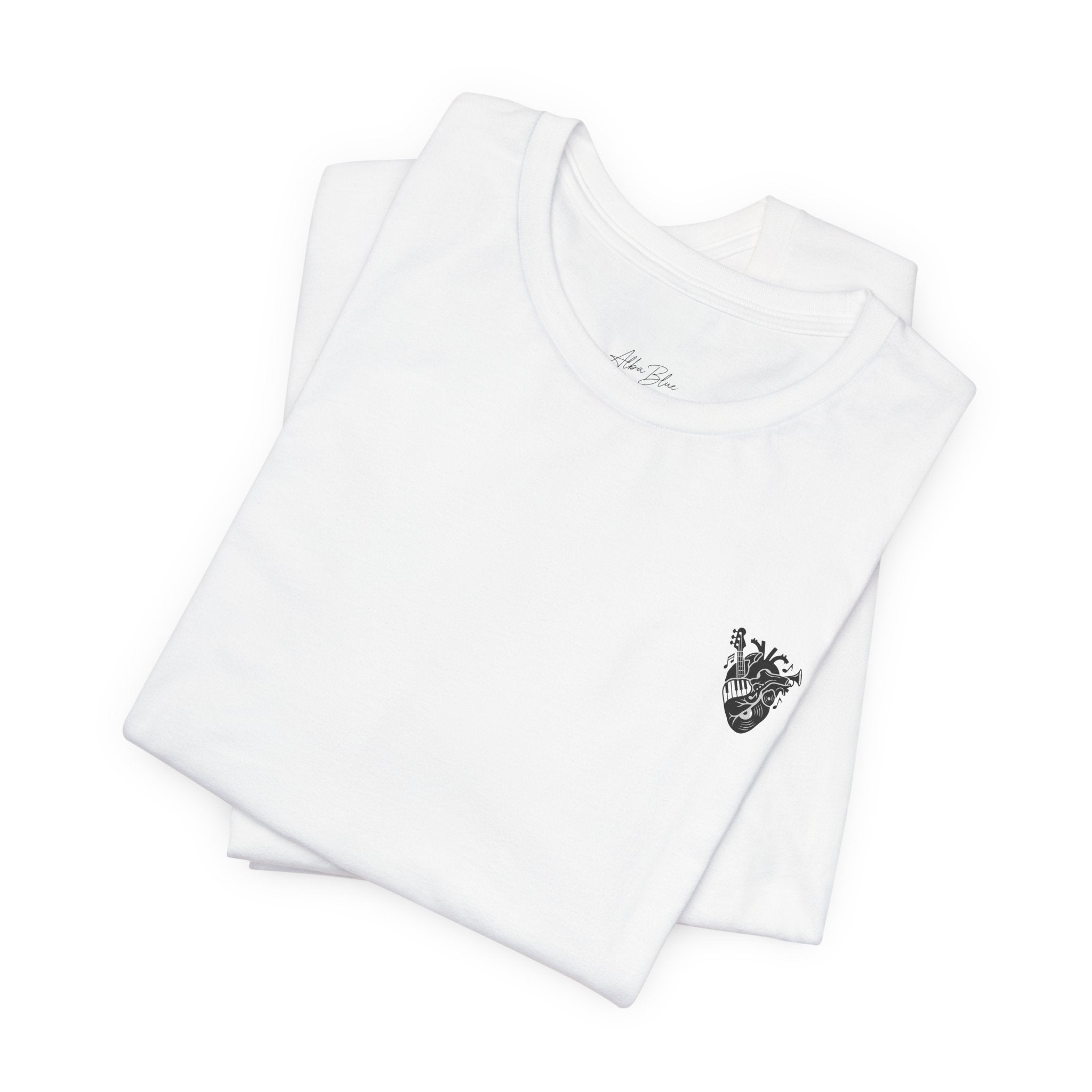 Music Heart Graphic Tee — Anatomical Heart with Instruments T-Shirt