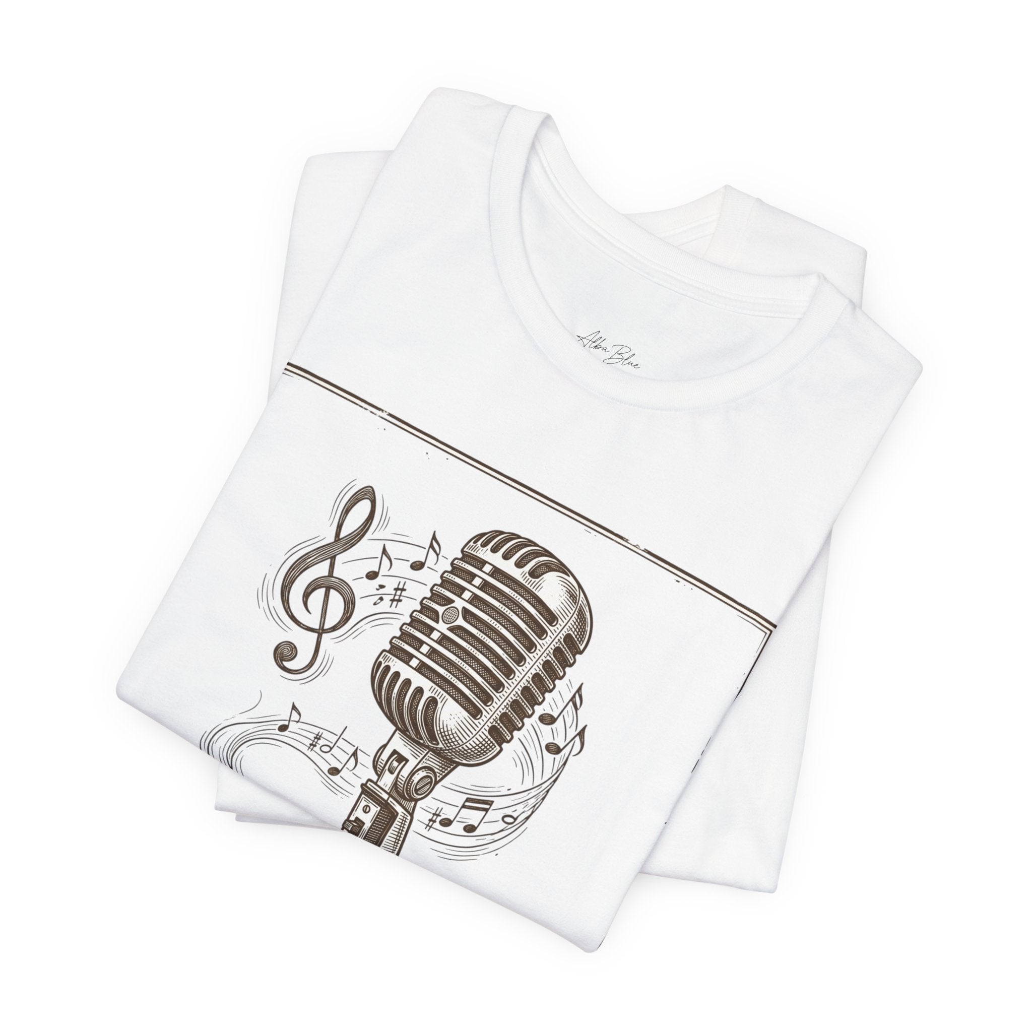 Vintage Microphone Music T‑Shirt – Retro Mic & Treble Clef Graphic Tee