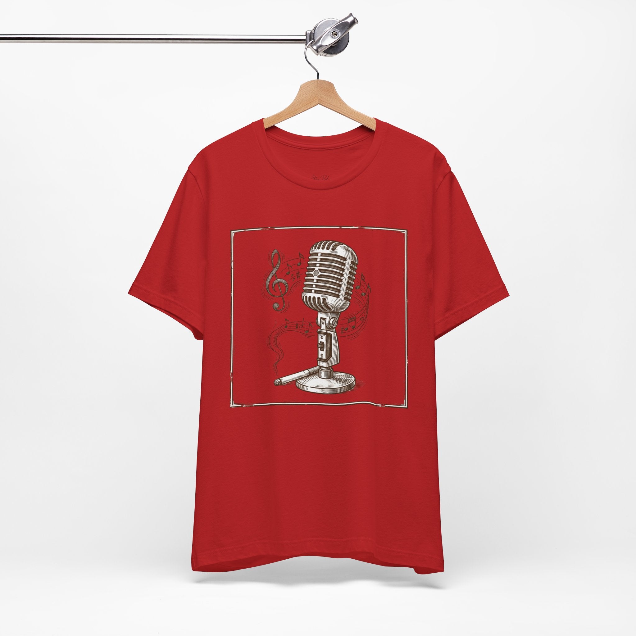 Vintage Microphone Music T‑Shirt – Retro Mic & Treble Clef Graphic Tee
